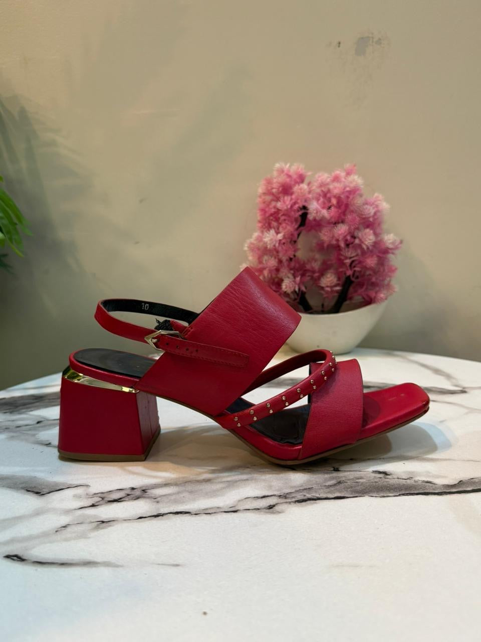 Red kitten heel