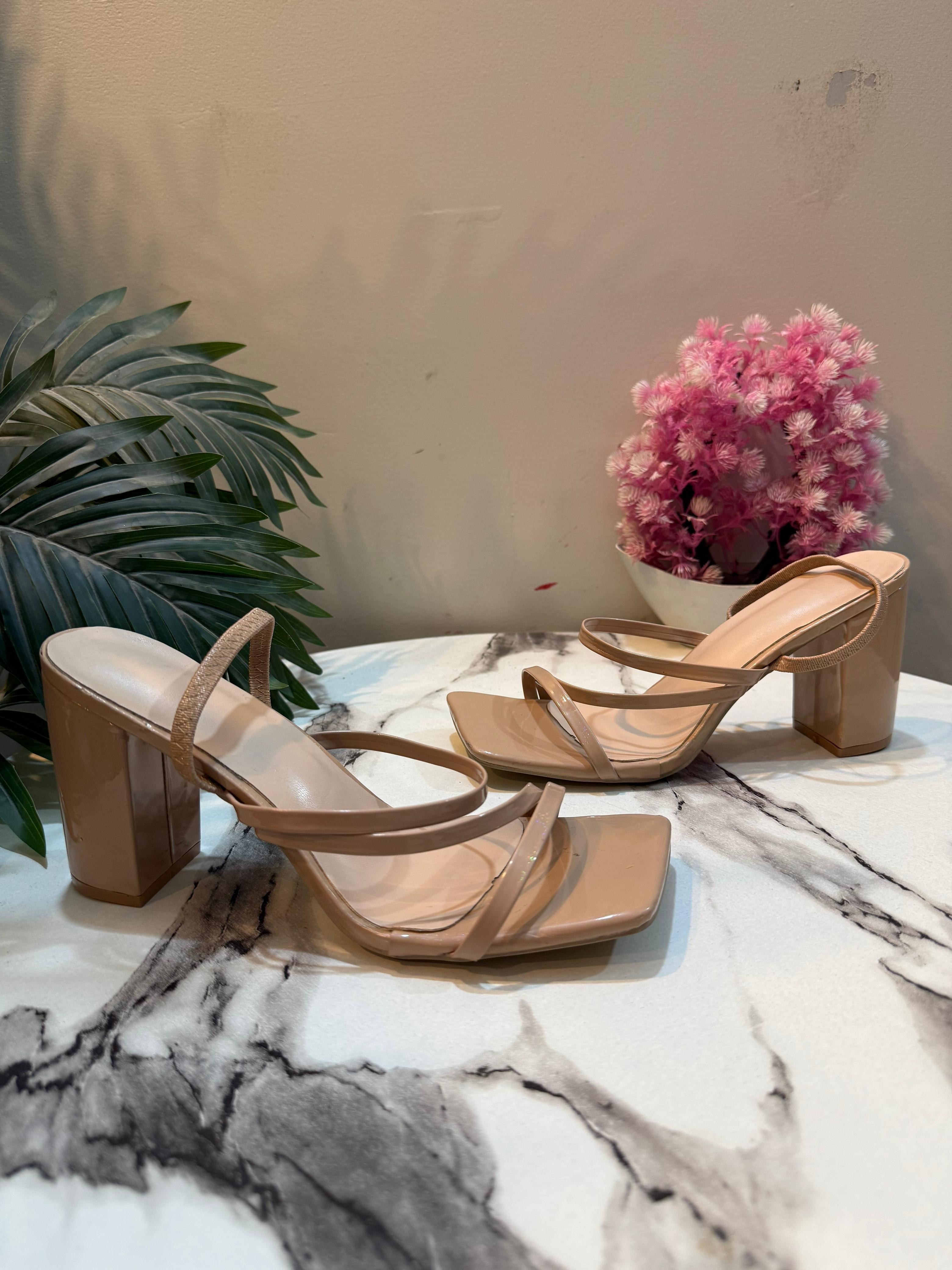 Creamy block heel