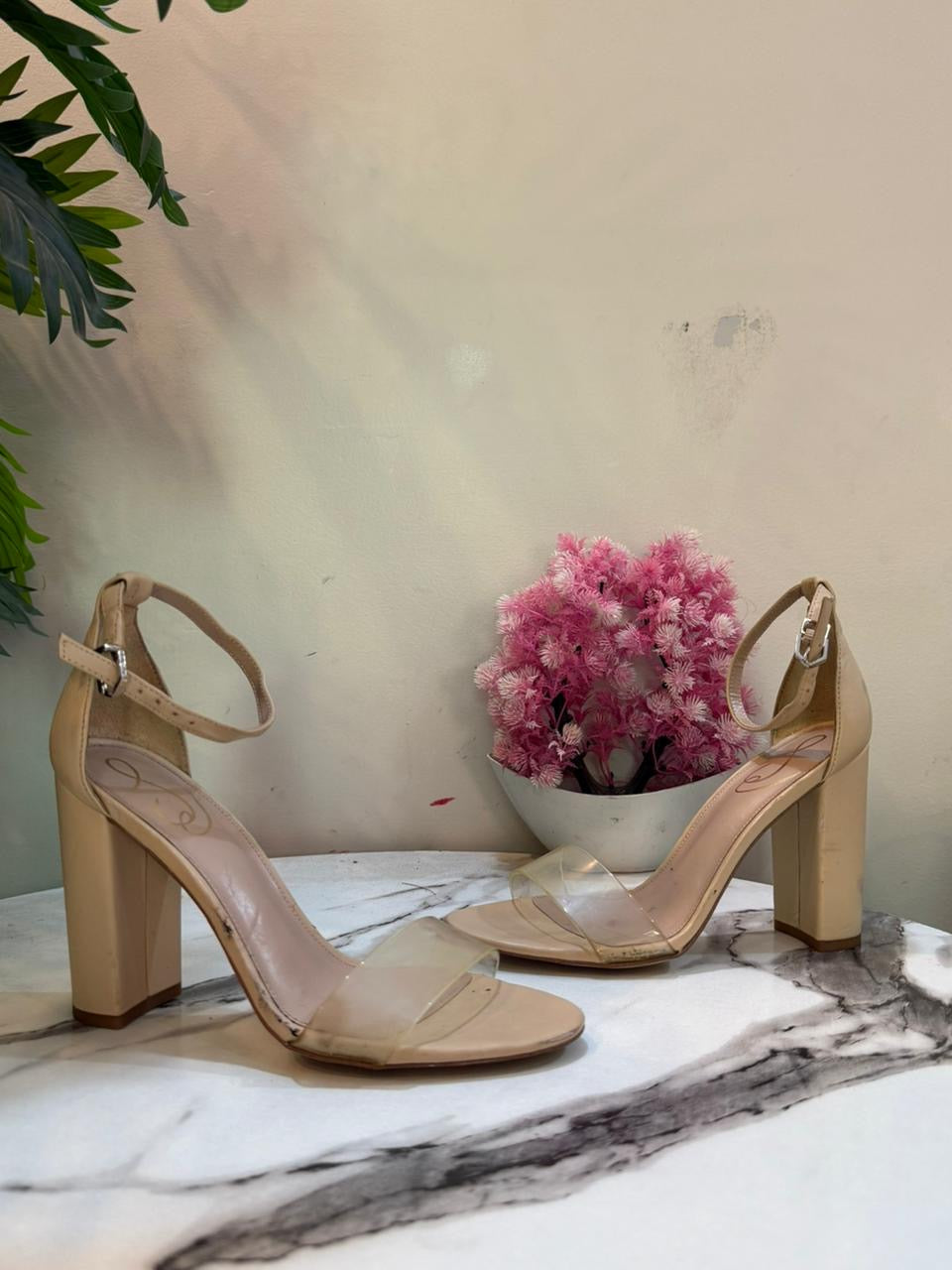 Creamy block heel