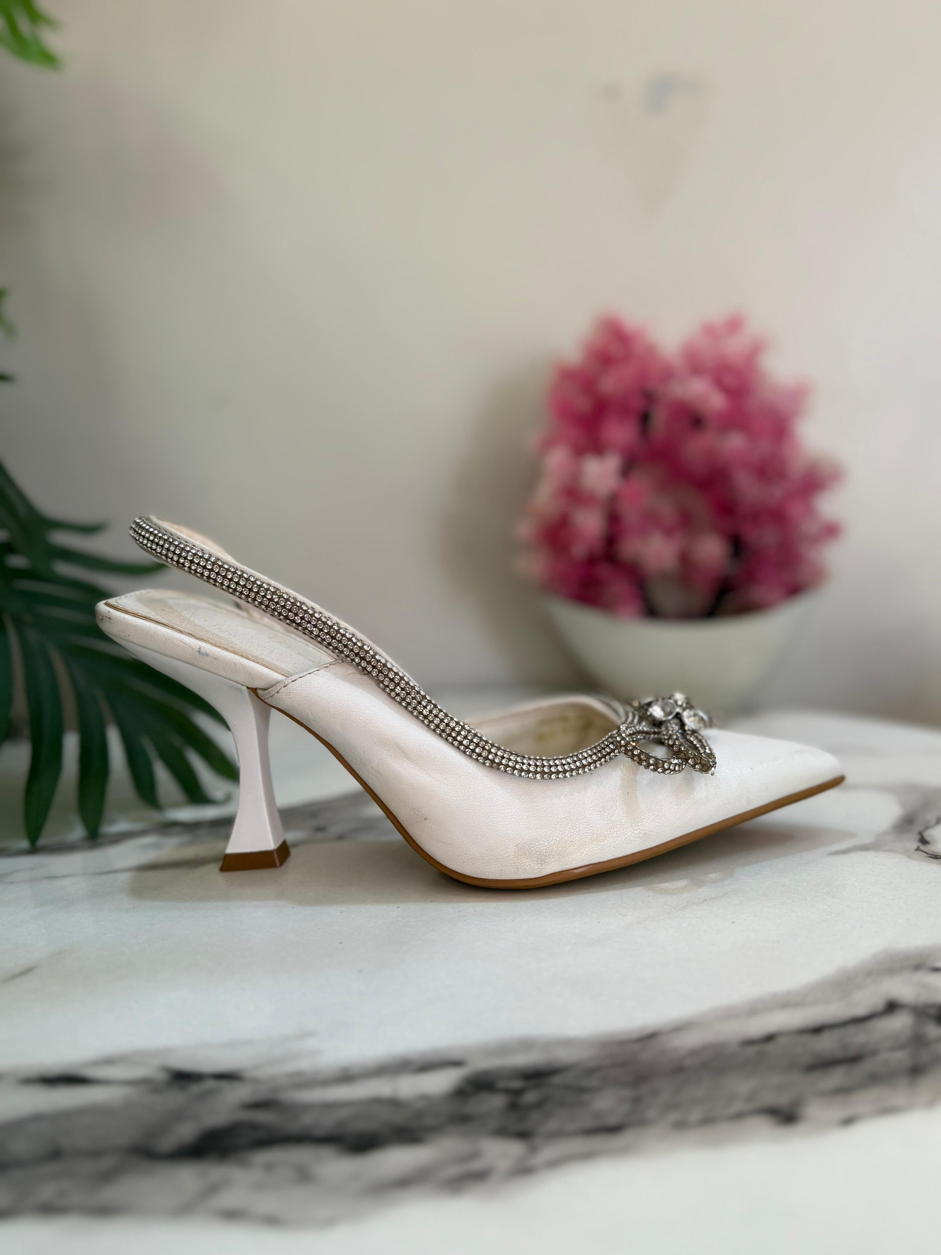 White kitten heel