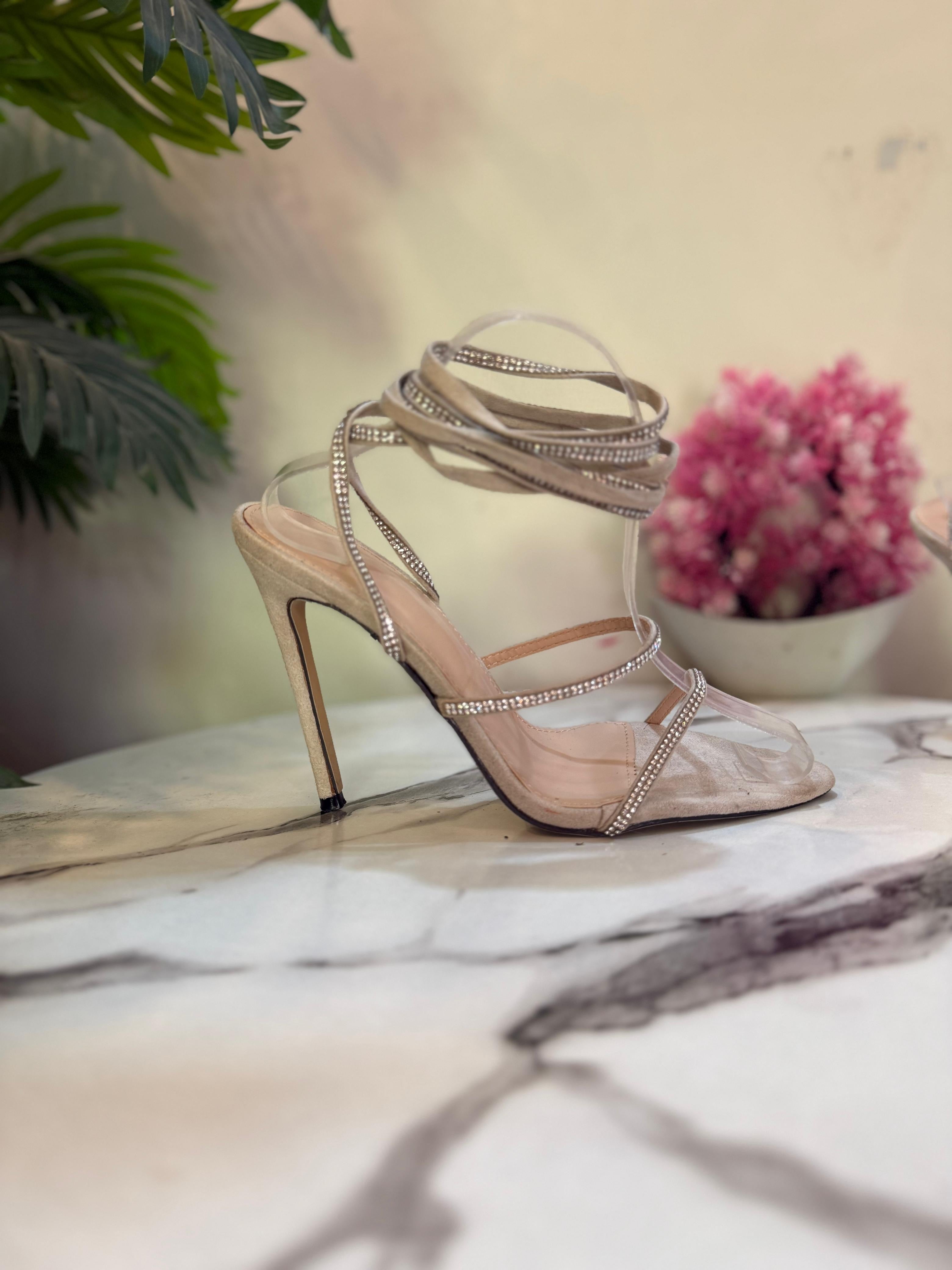White laceup heel