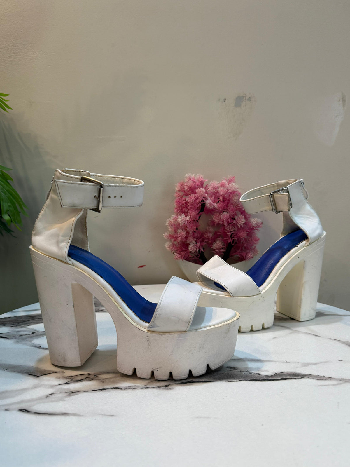 White block heel