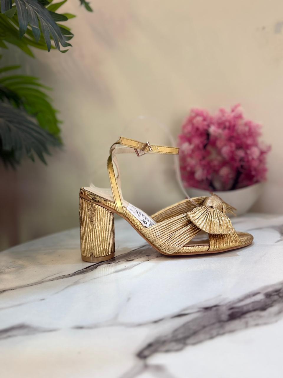Golden block heel