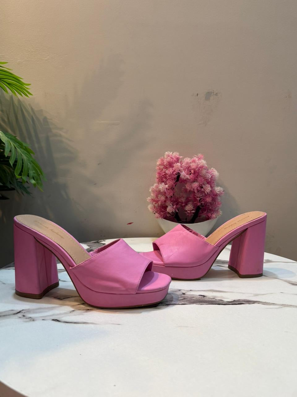 Pink block heel princess highway