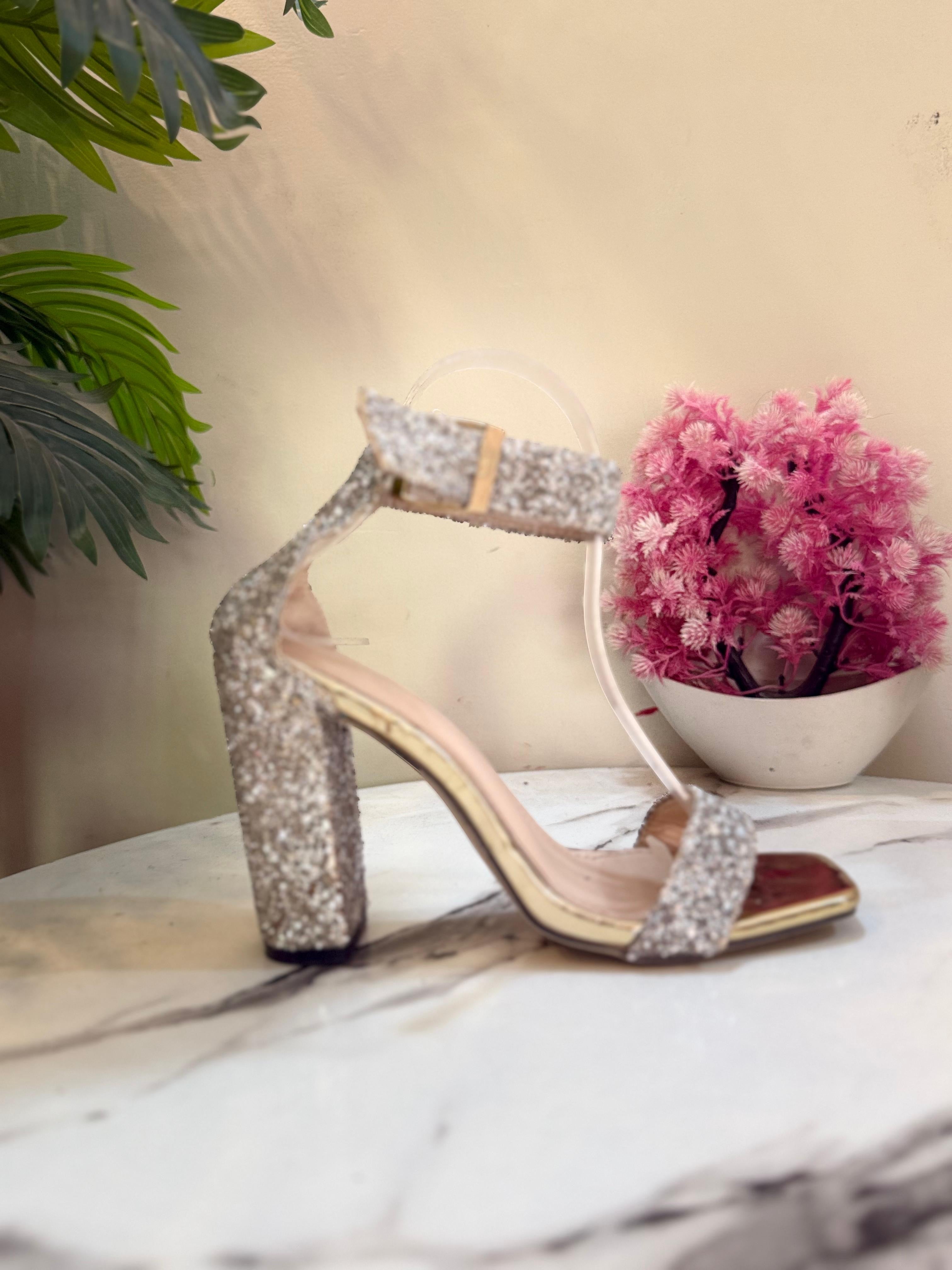 Silver gliter heel