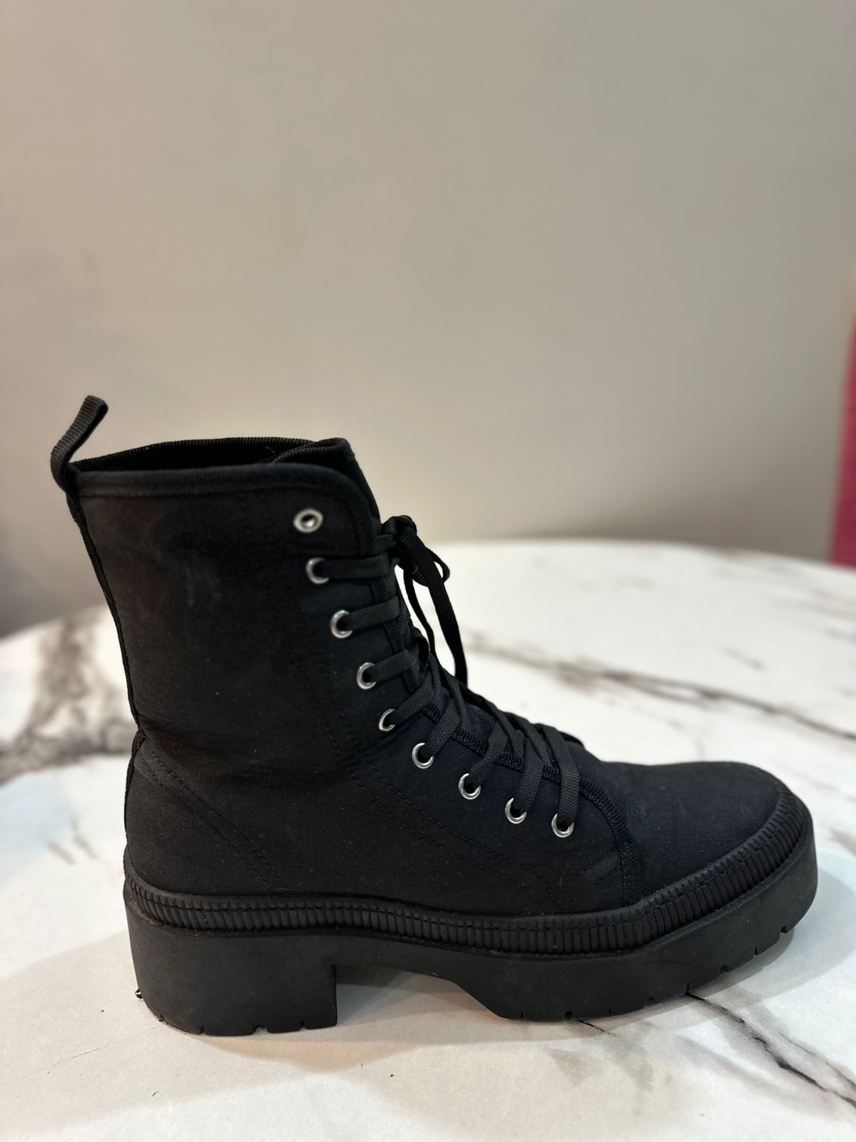 Black canvas zipper ankle boots (Even & Odd)