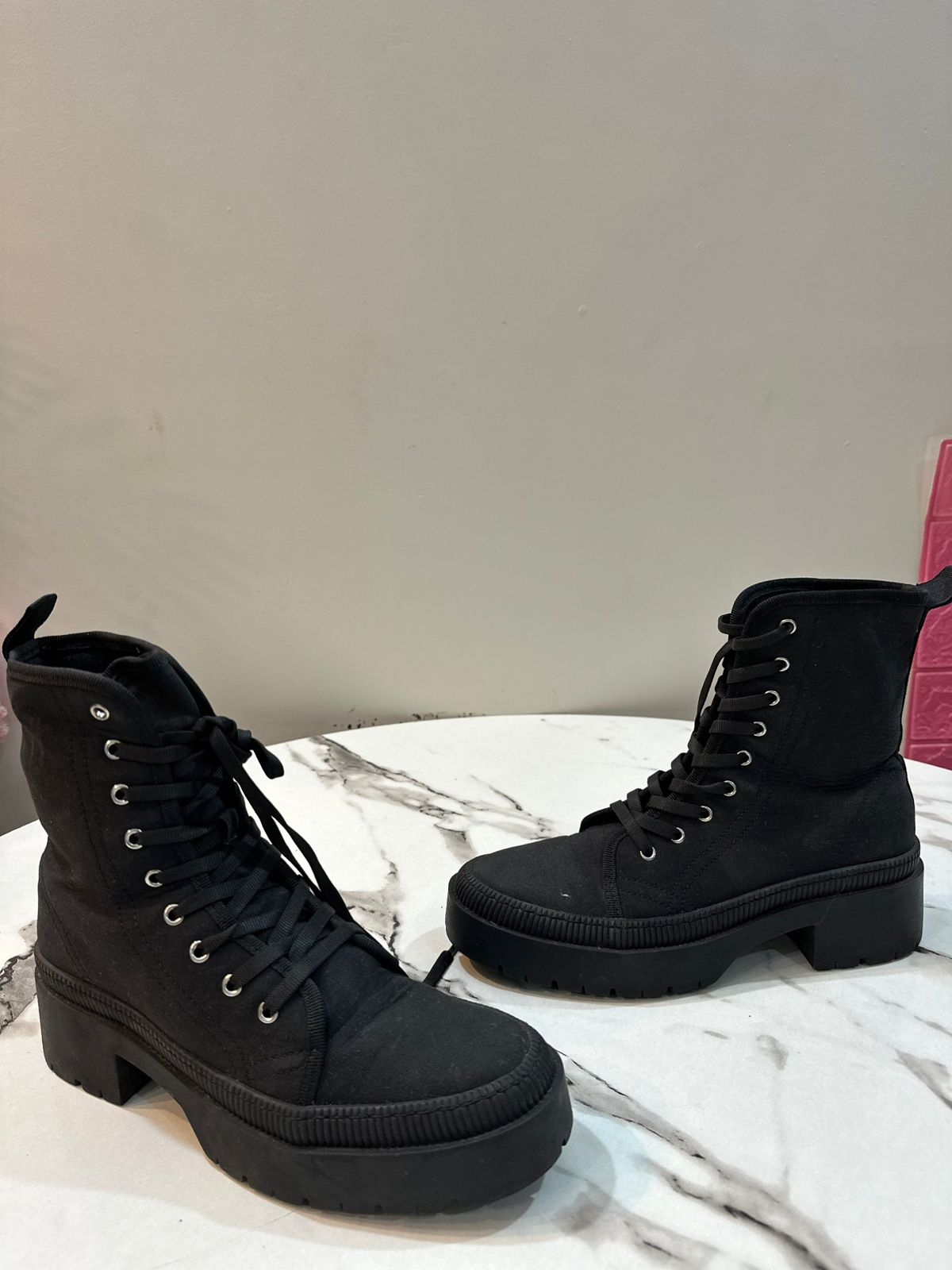 Black canvas zipper ankle boots (Even & Odd)