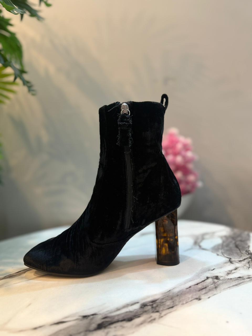 Black velvet zipper ankle boot (Kurt Geiger)
