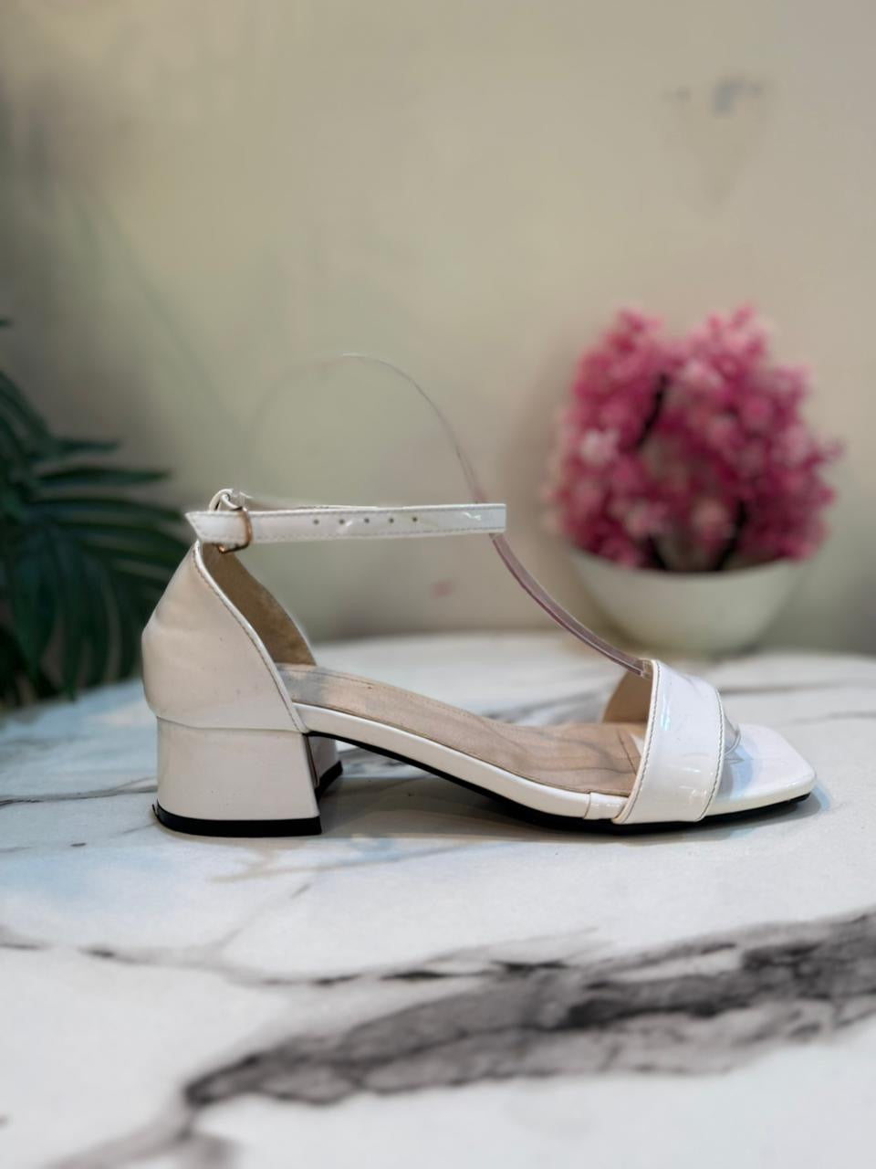 White kitten heel