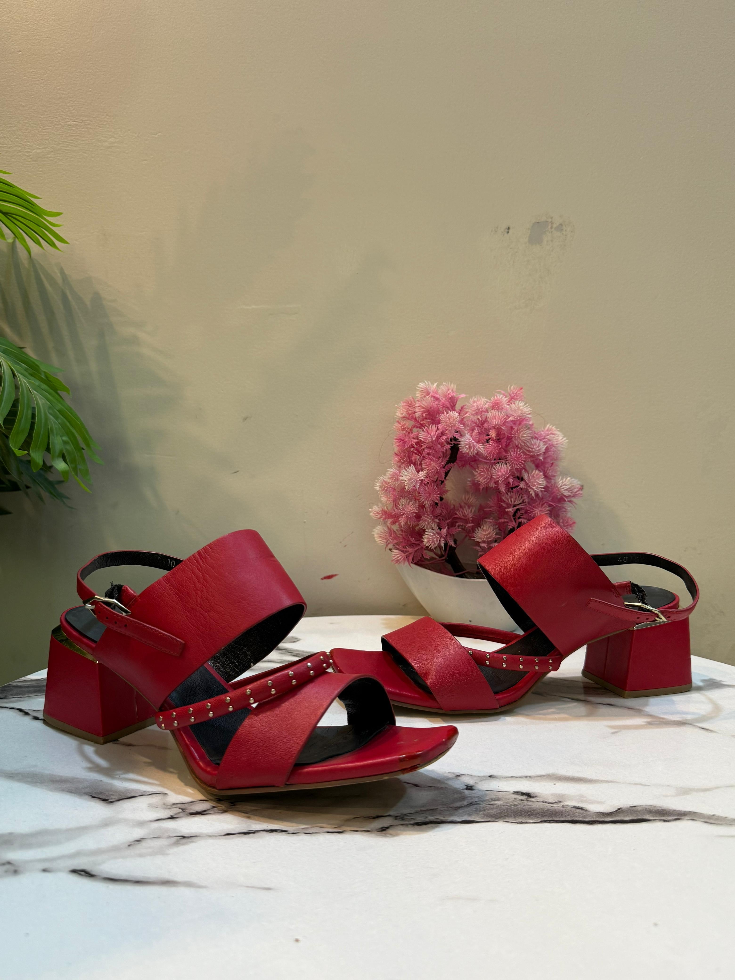Red kitten heel