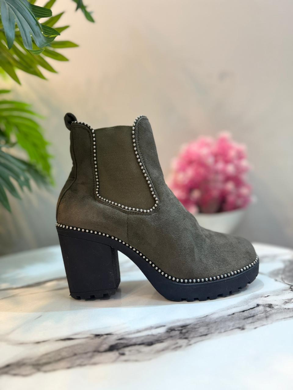 green suede ankle boot (unknown)