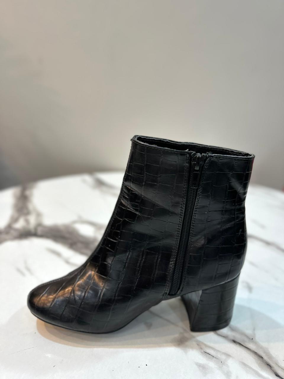 Black leather zipper ankle boot (new look)