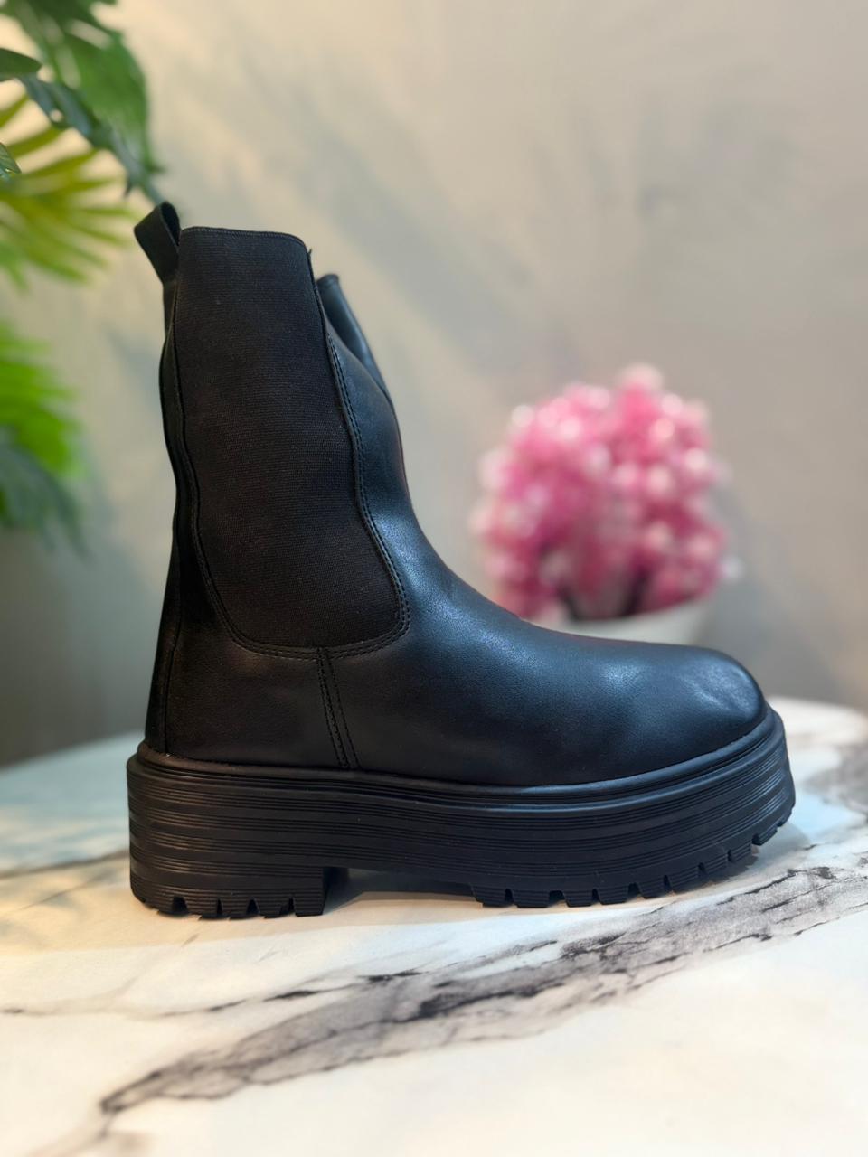 Black suede ankle boot (unknown)