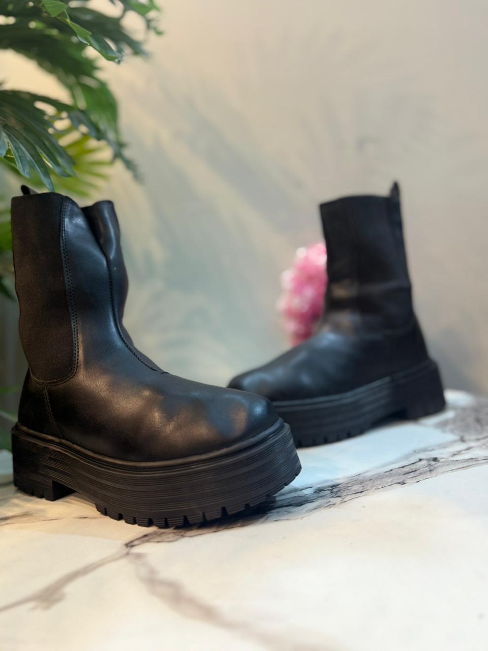 Black suede ankle boot (unknown)