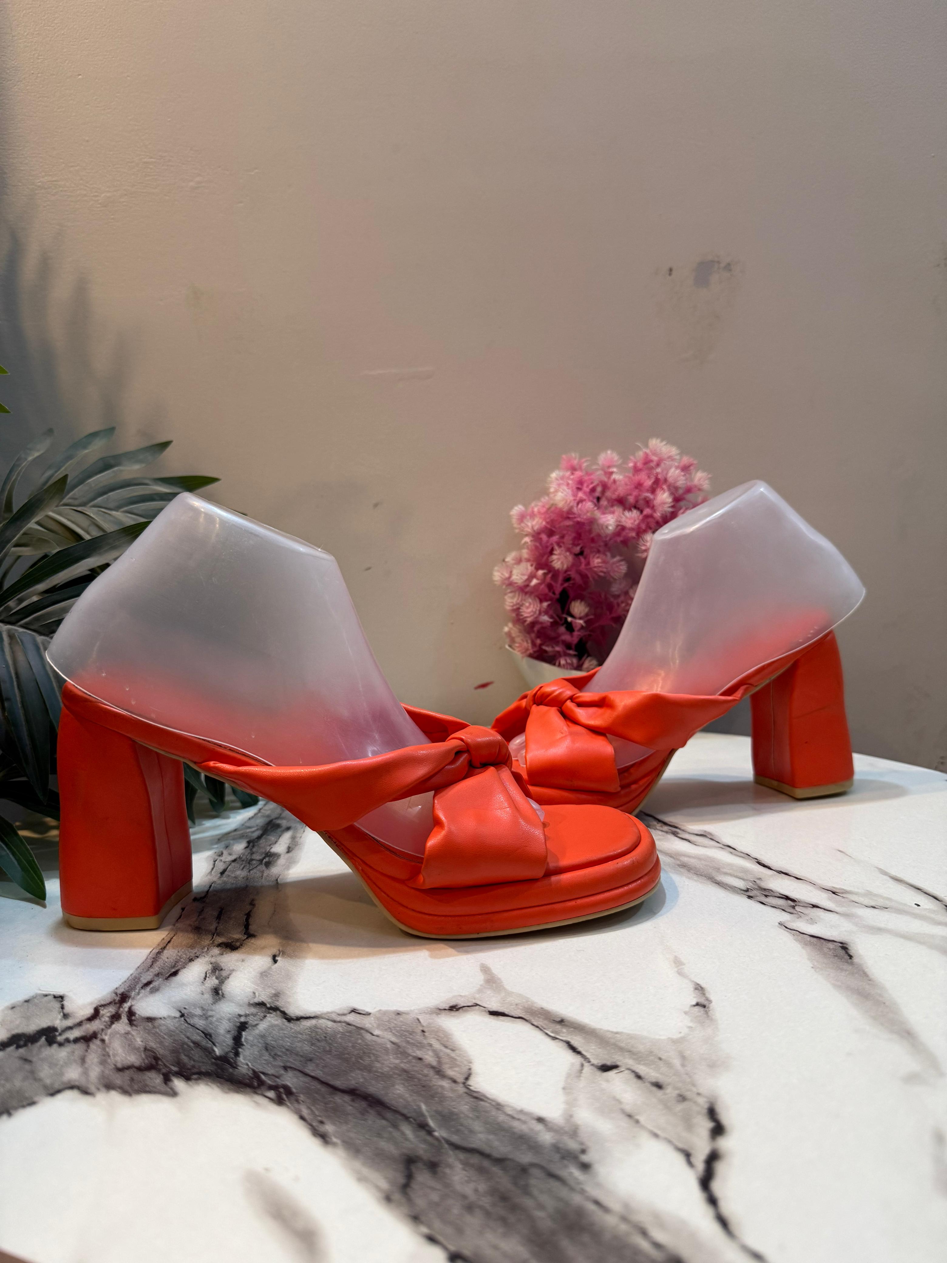 Orange block heel