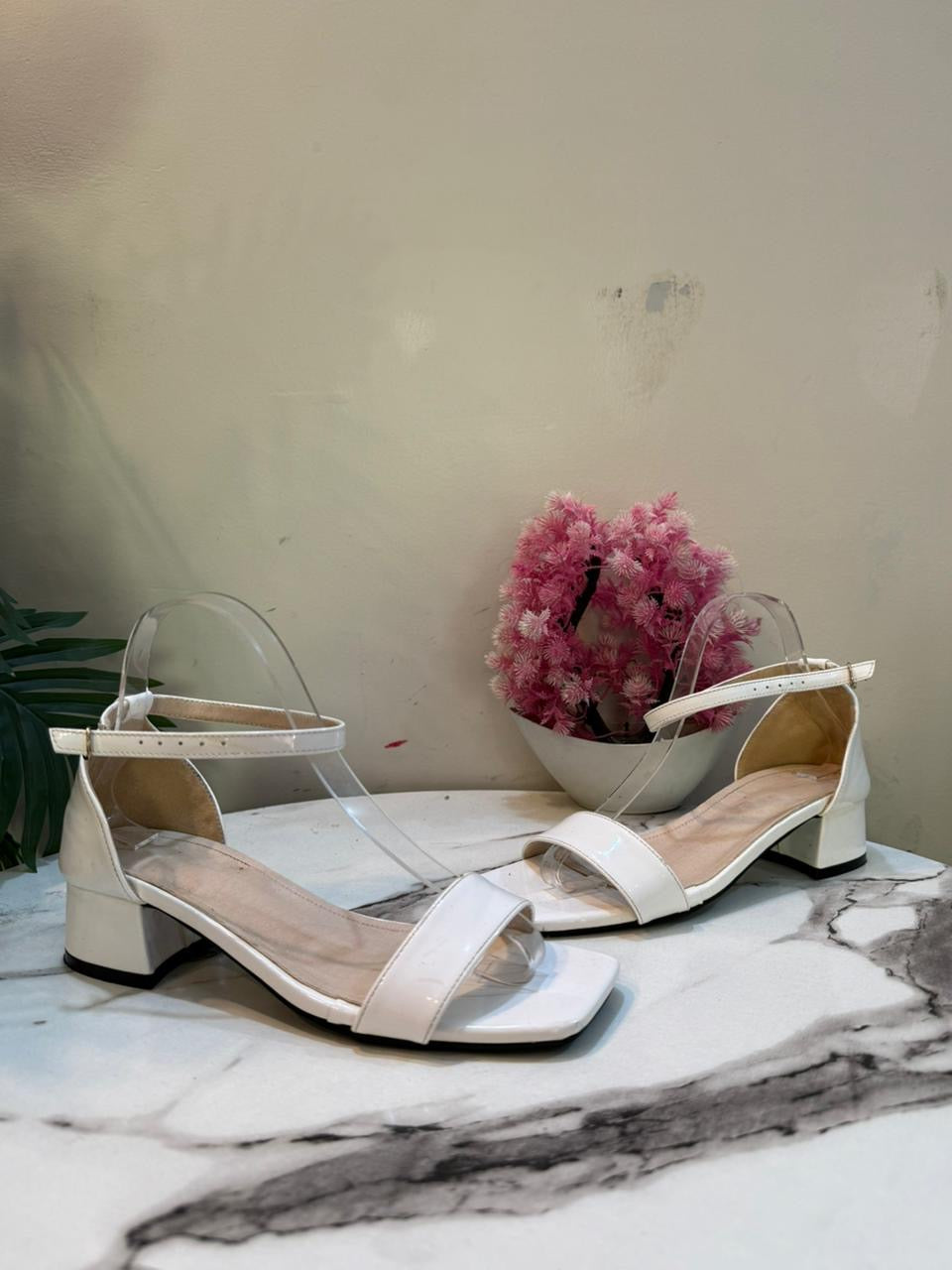 White kitten heel
