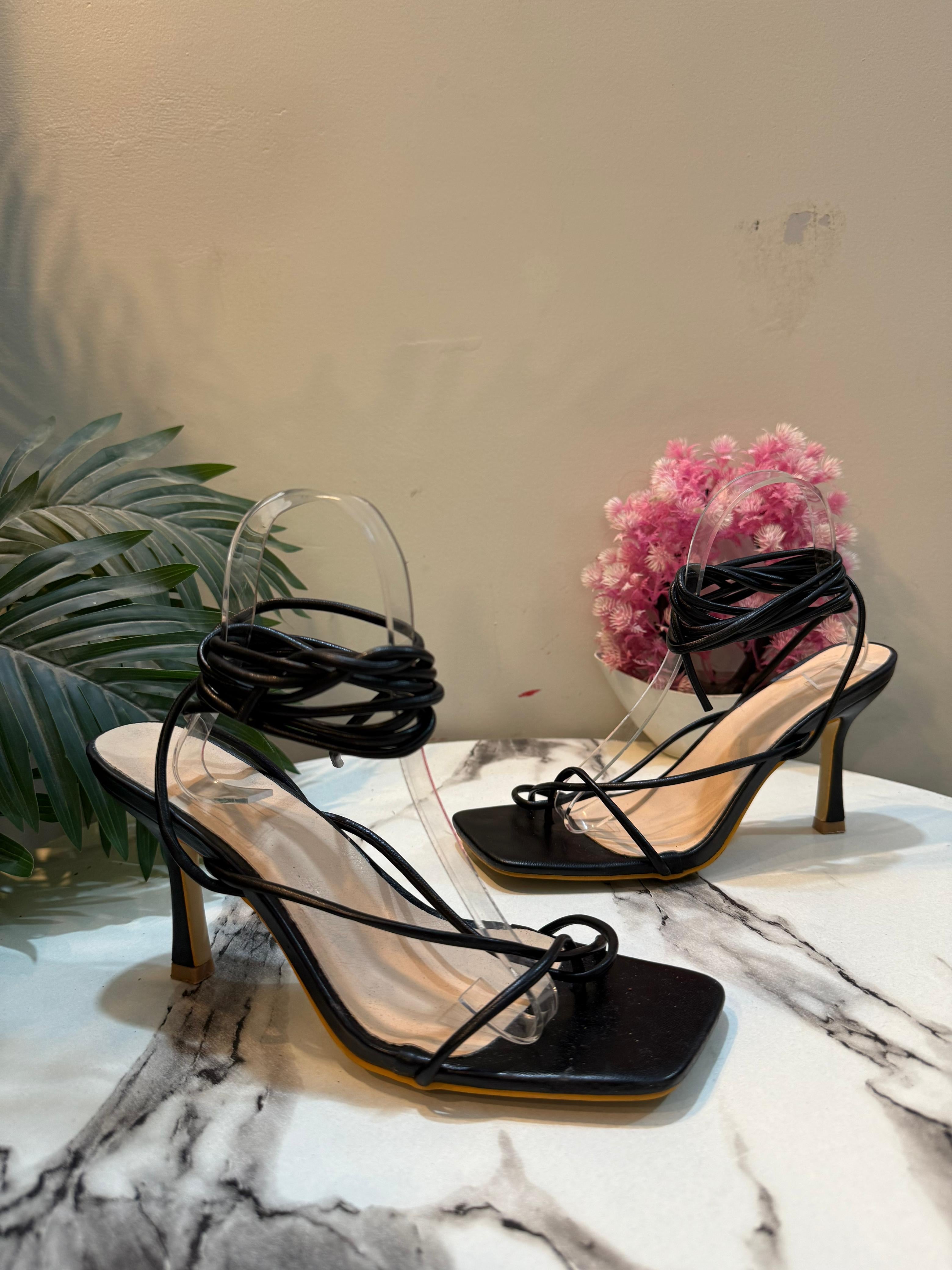 Black laceup heel