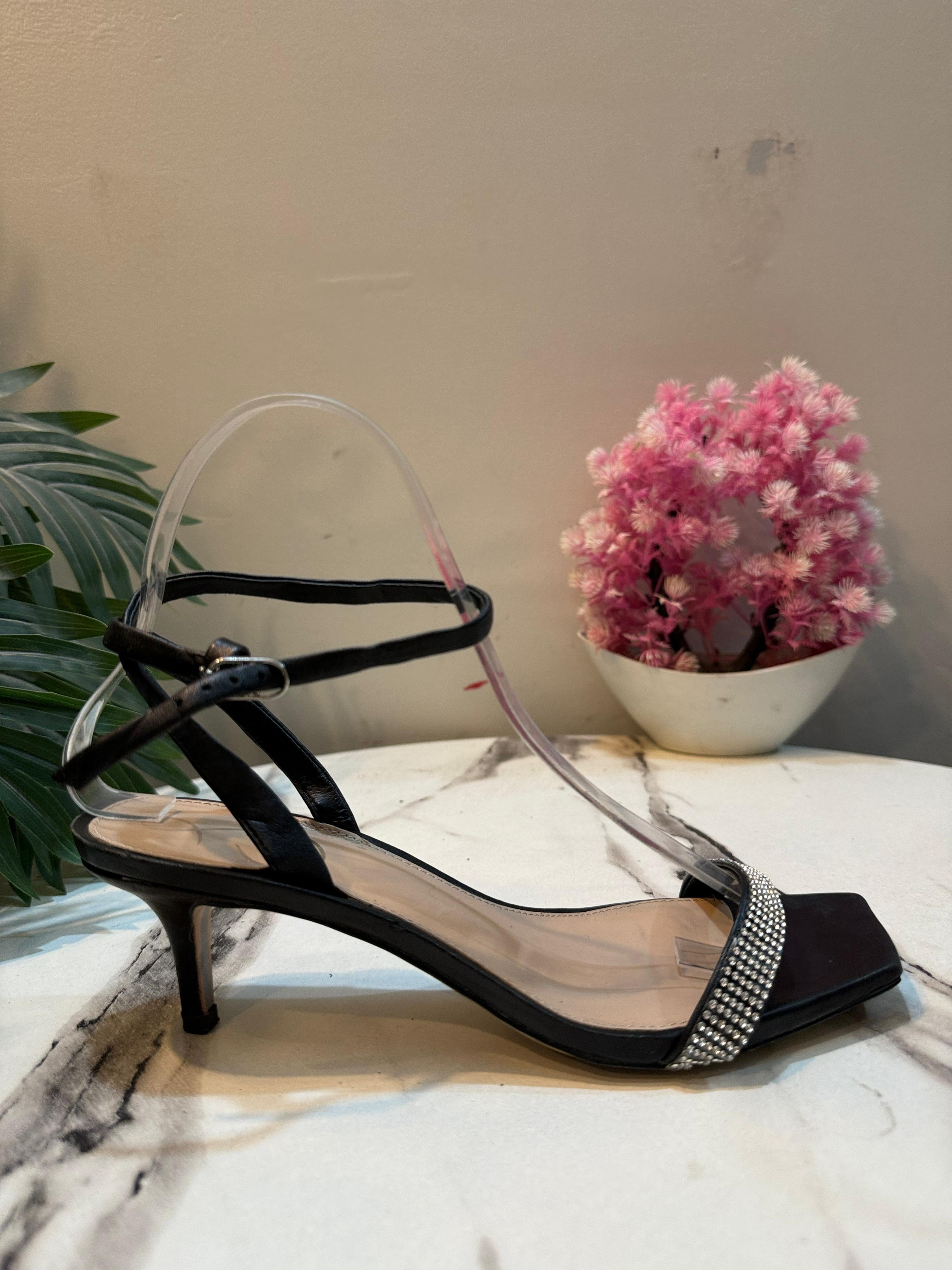 Black kitten heel