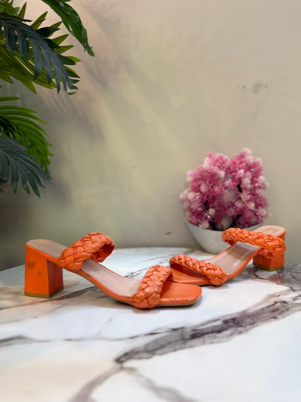 Orange kitten heel