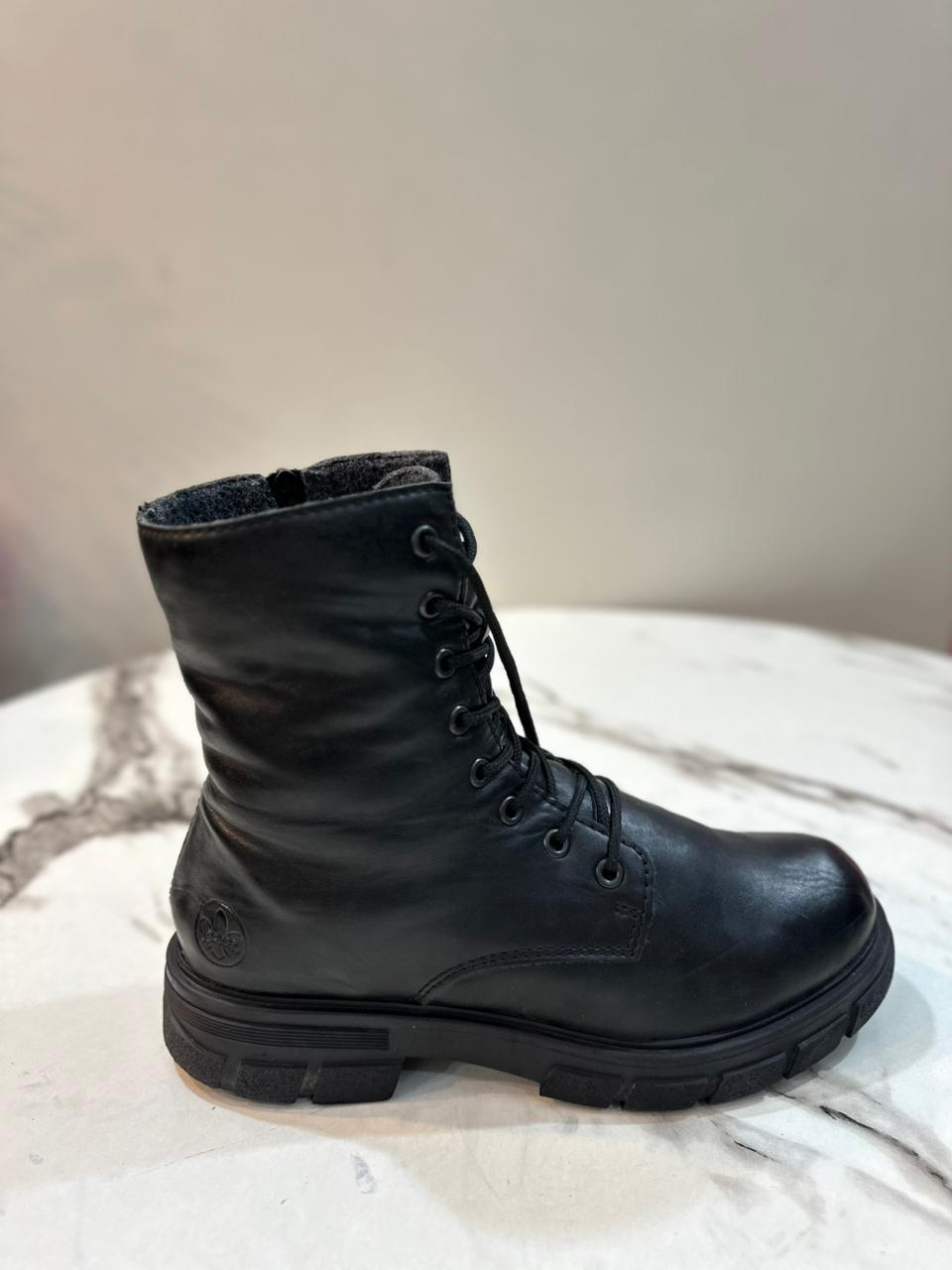 Black leather zipper ankle boot (rieker)