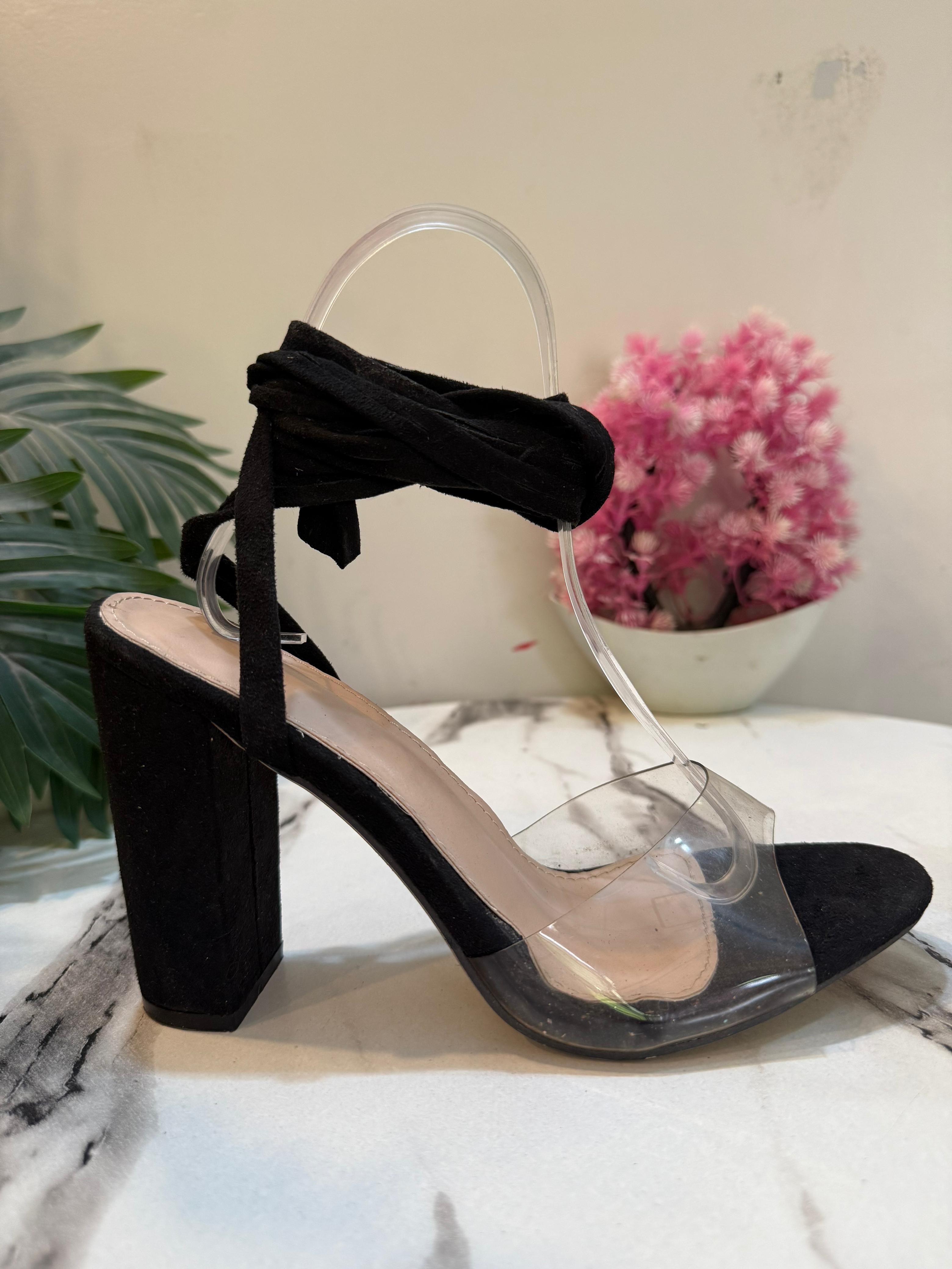 Black laceup heel