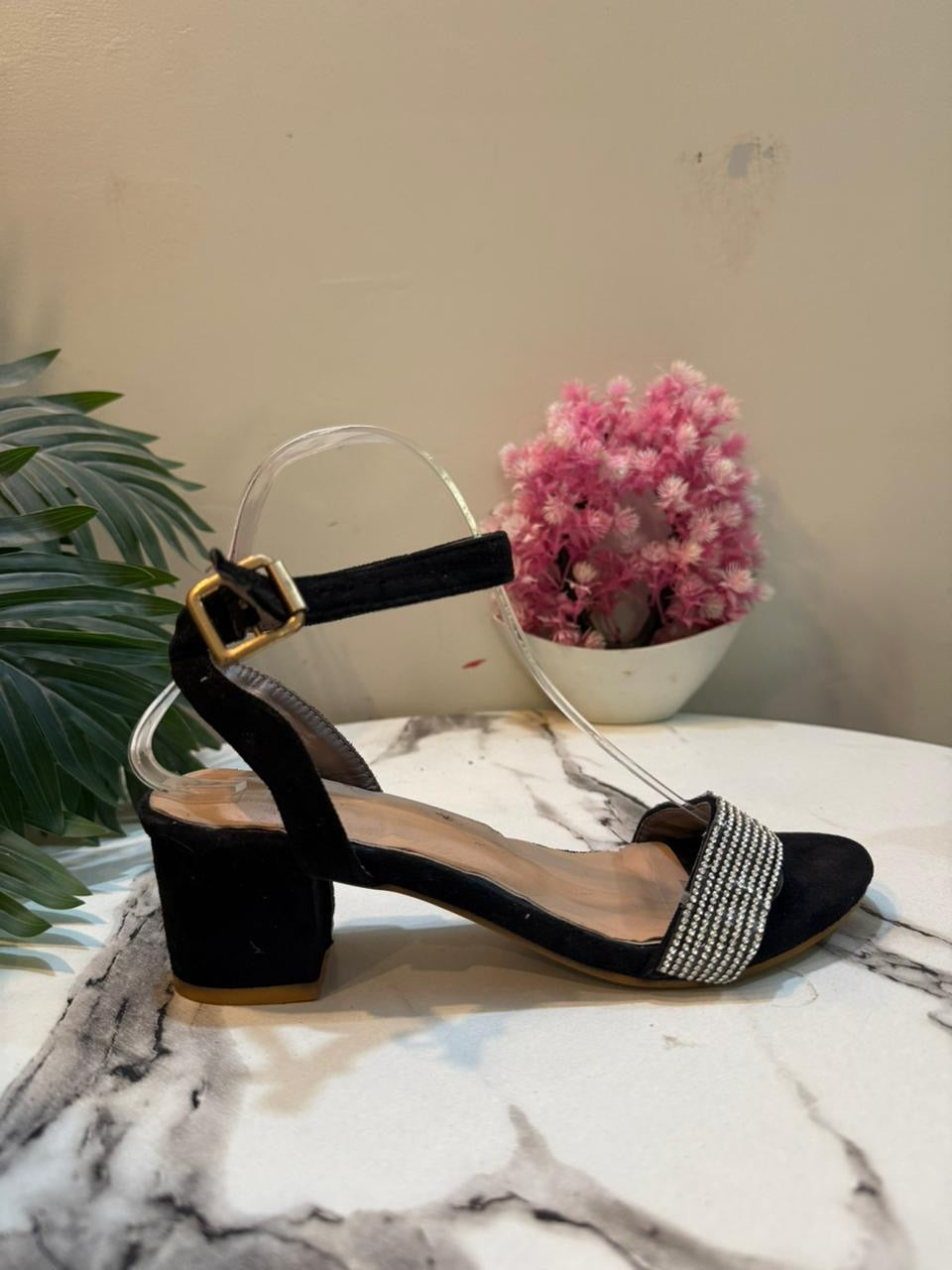 Black kitten heel