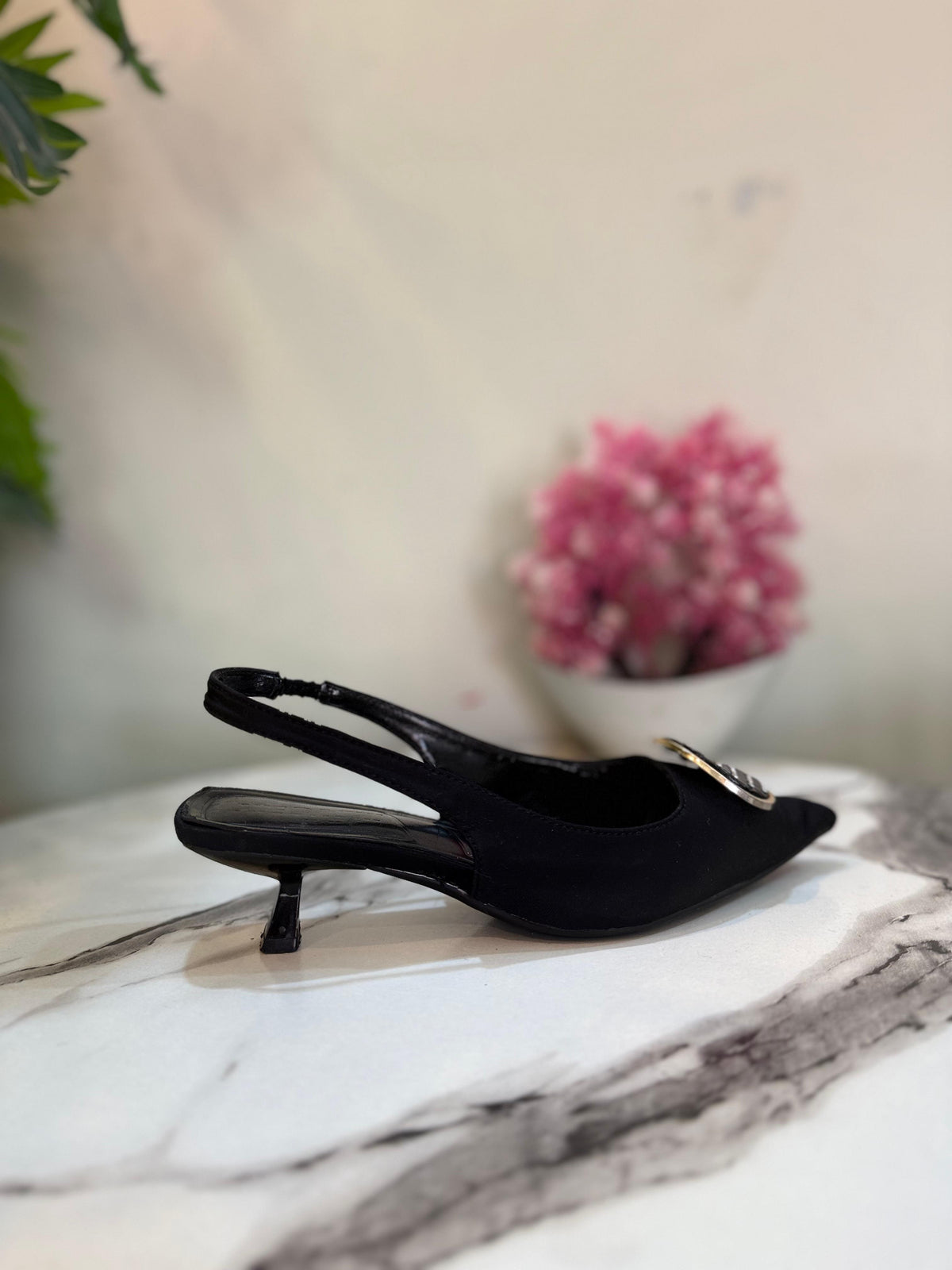 Black sling back shoes
