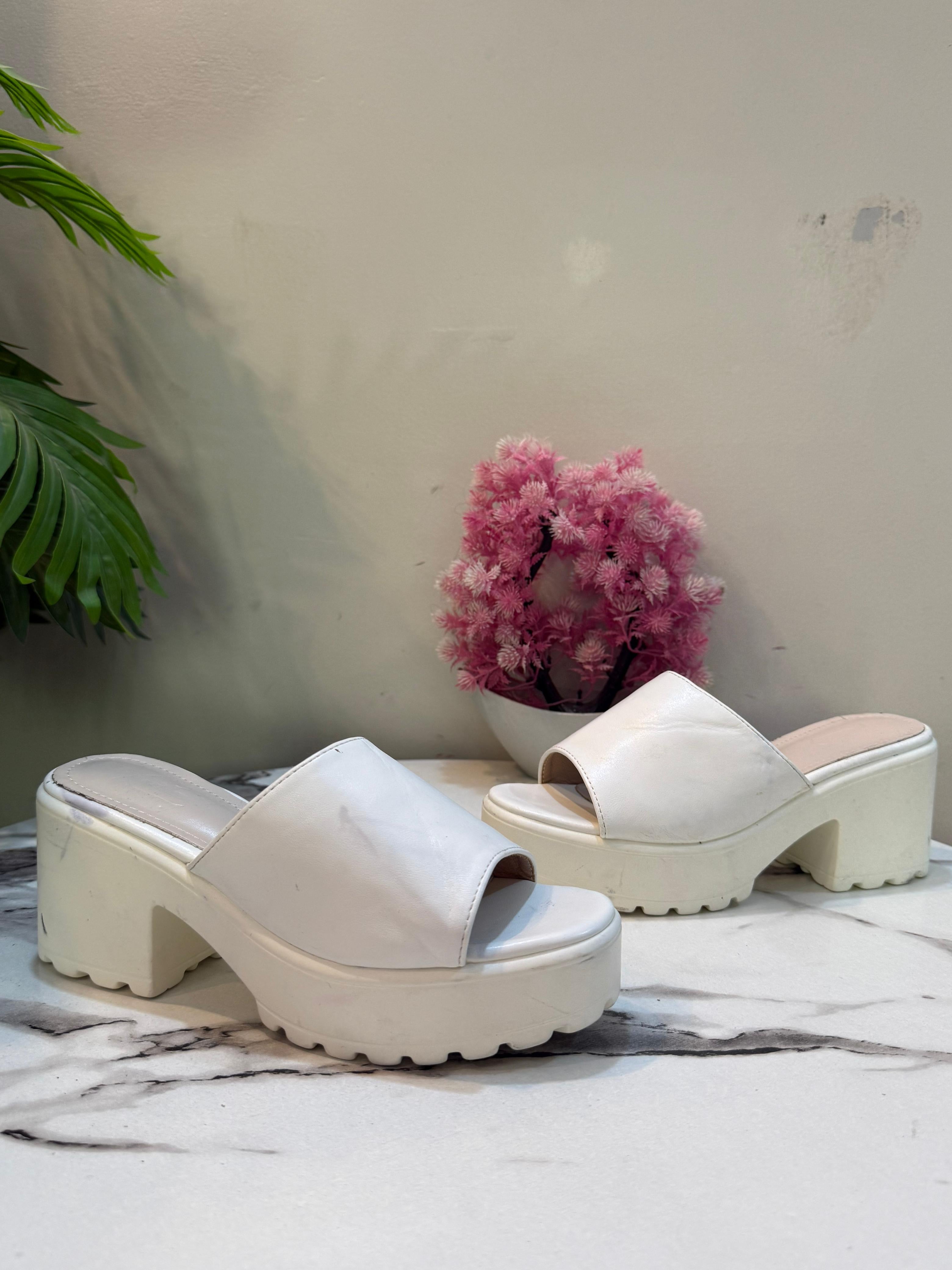 White block heel