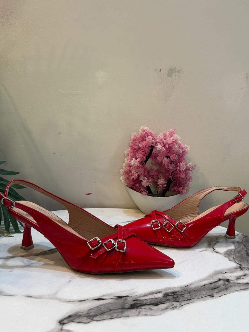 Red sling back