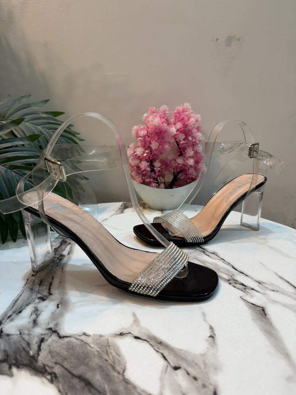 Black transparent heel