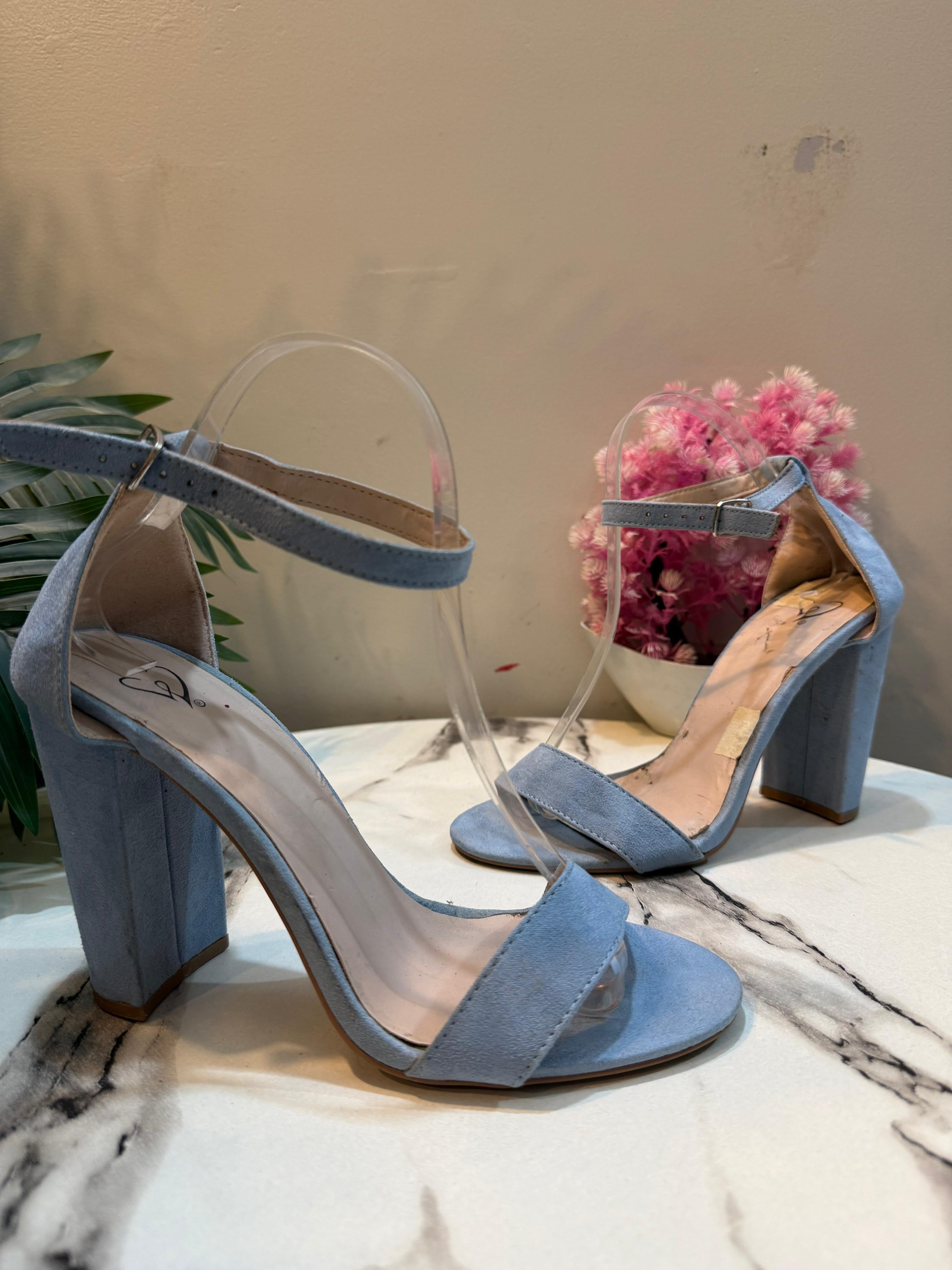 Light blue block heel