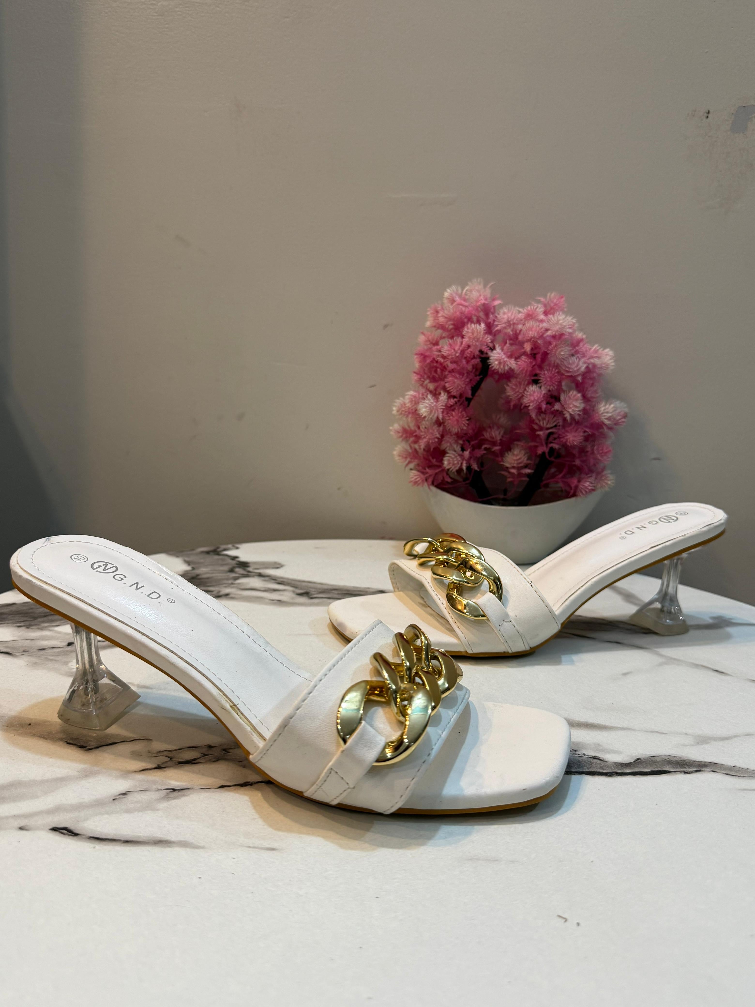 White kitten heel