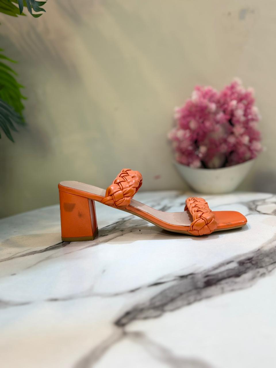 Orange kitten heel