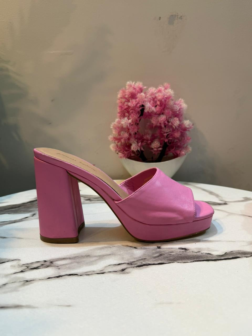 Pink block heel princess highway