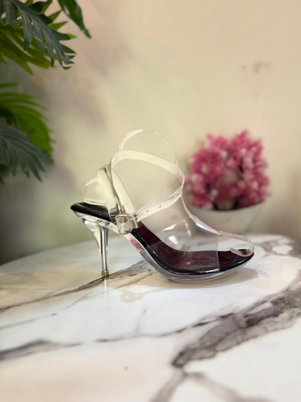 Black transparent heel