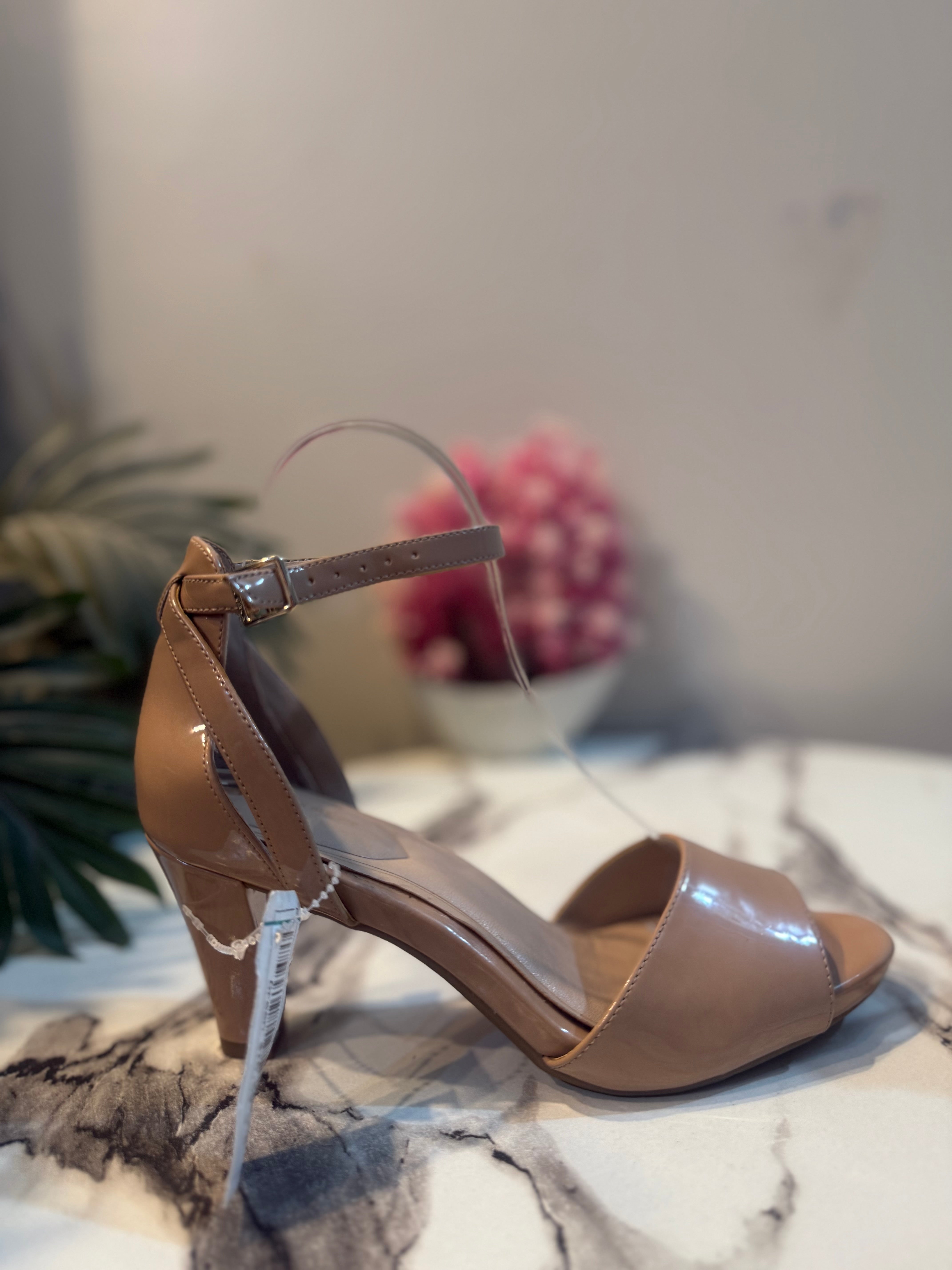 Brown block heel