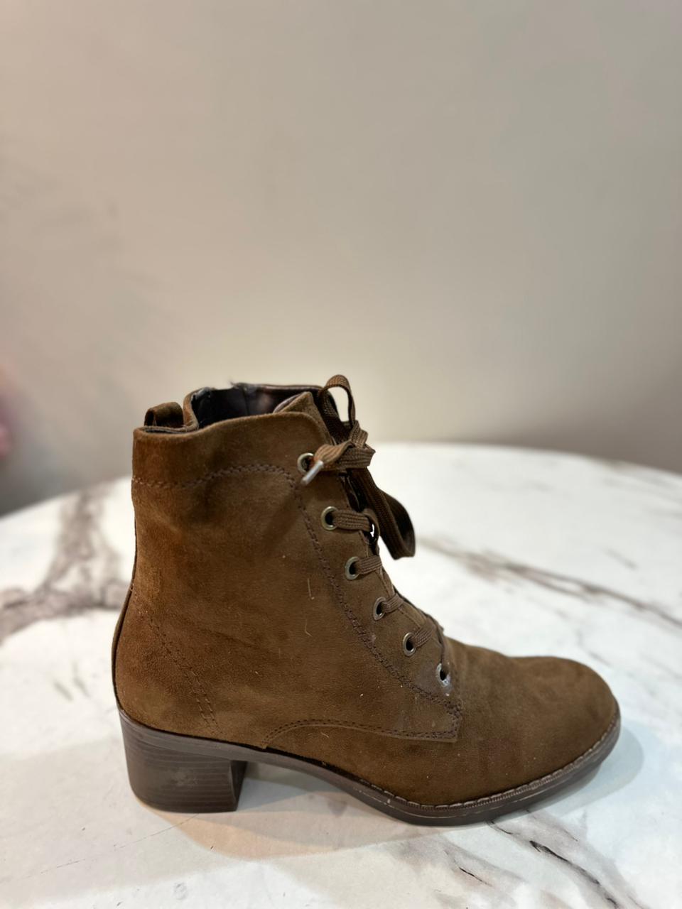Brown suede lace up zipper ankle boot (Graceland)
