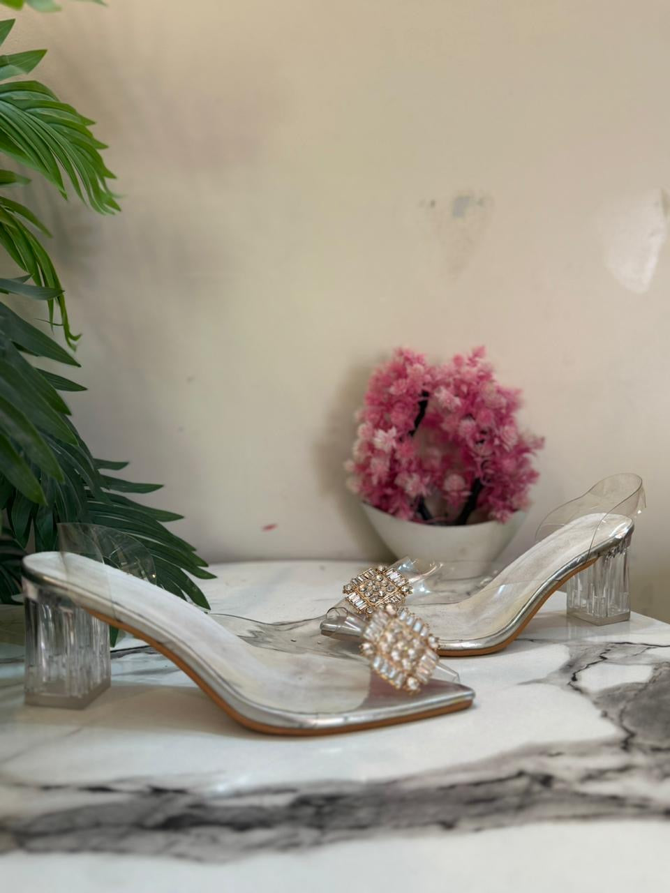 Transparent block heel