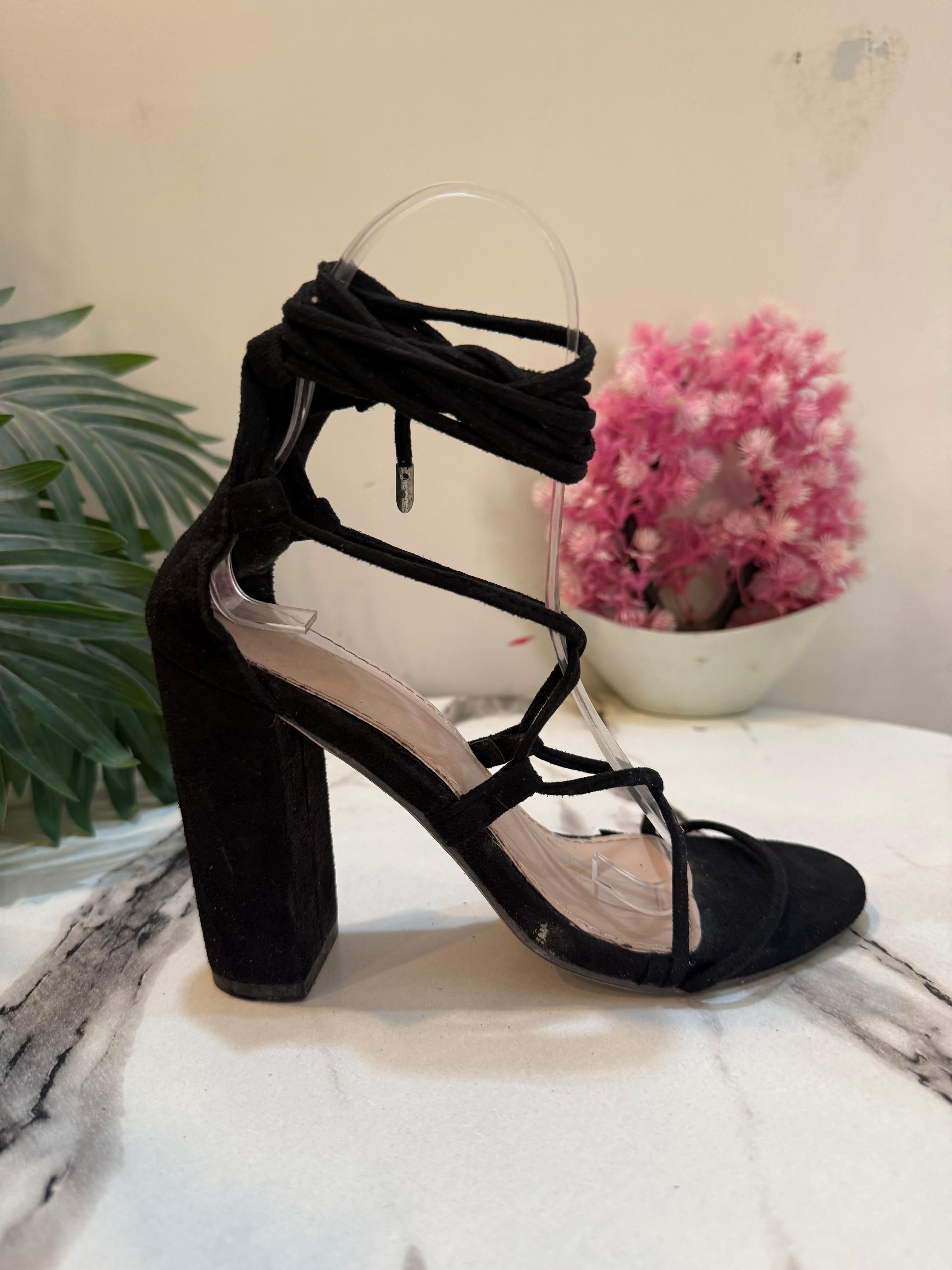 Black laceup heel
