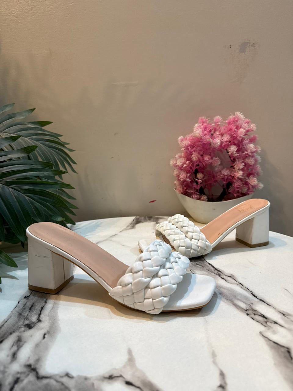 White kitten heel