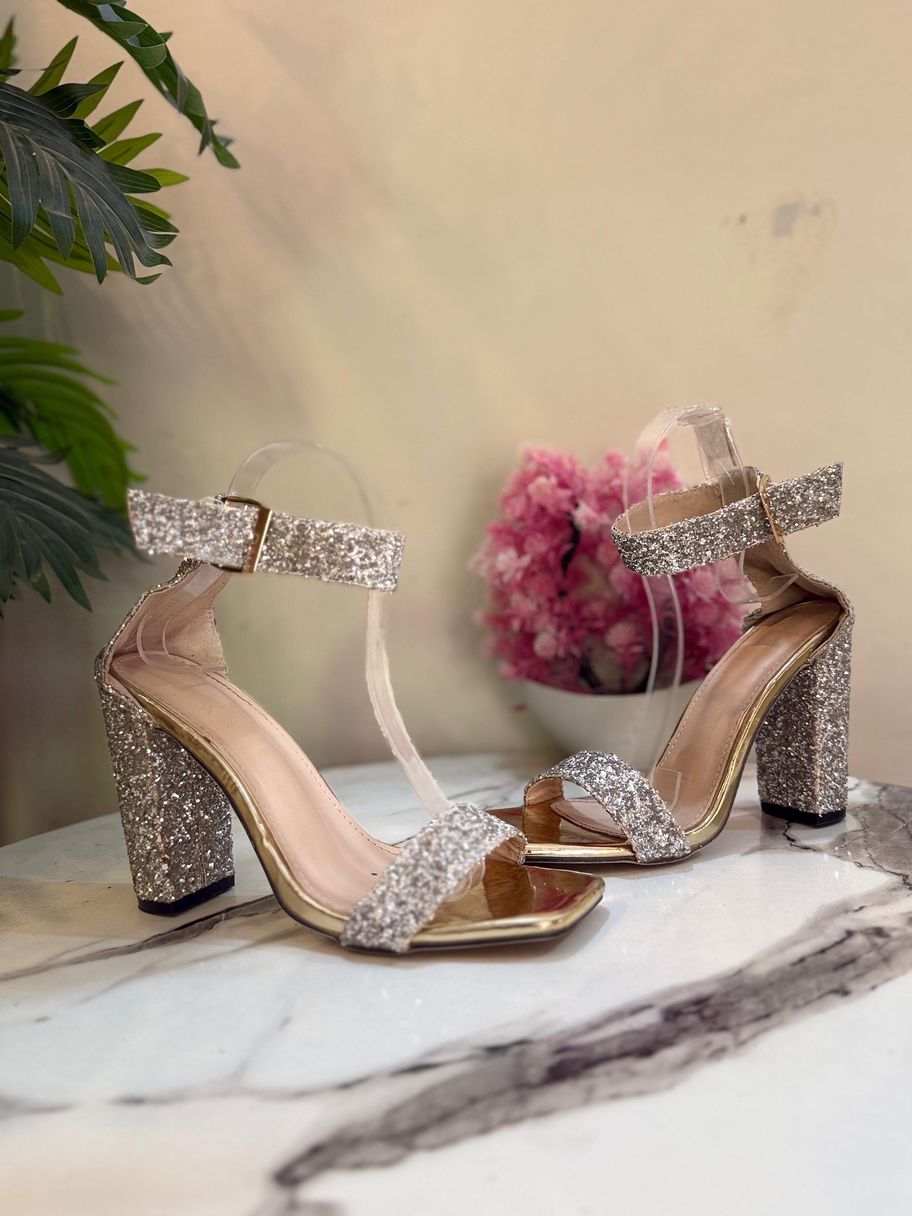 Silver gliter heel