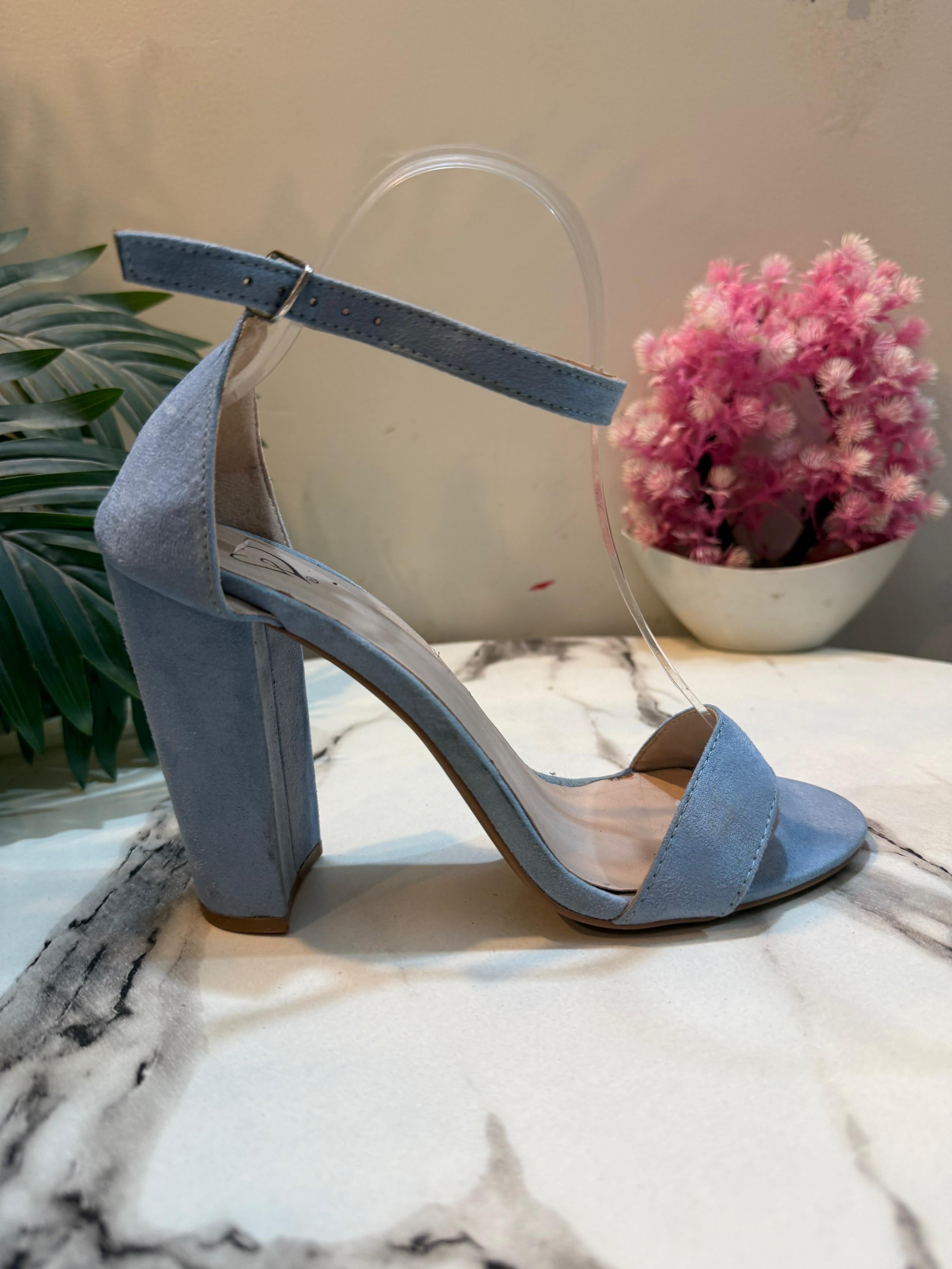 Light blue block heel