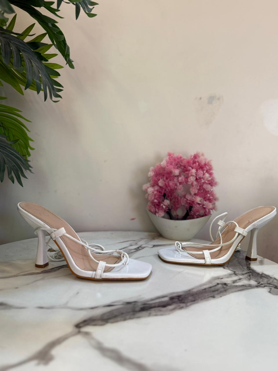 White laceup heel