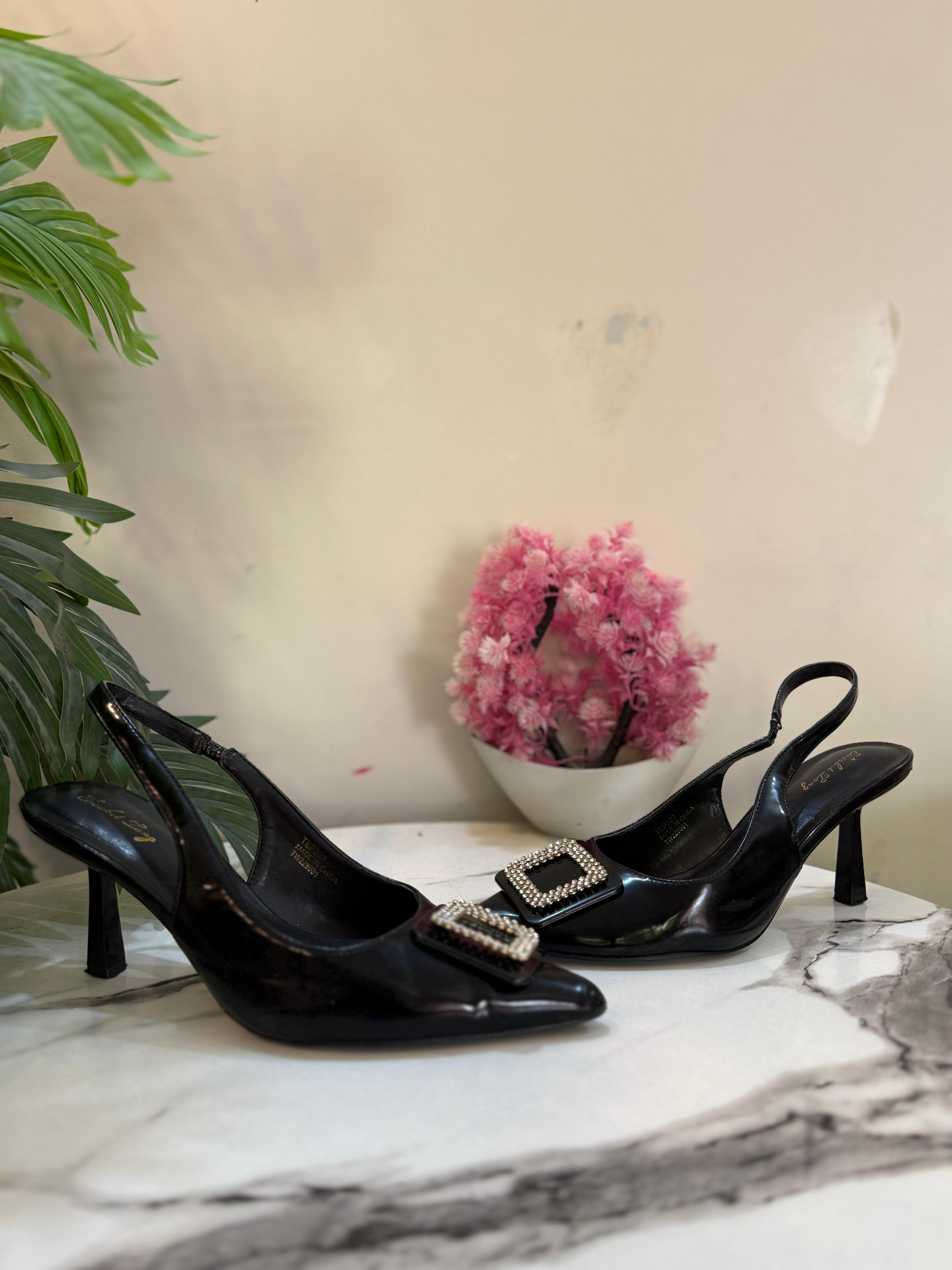 Black kitten heel