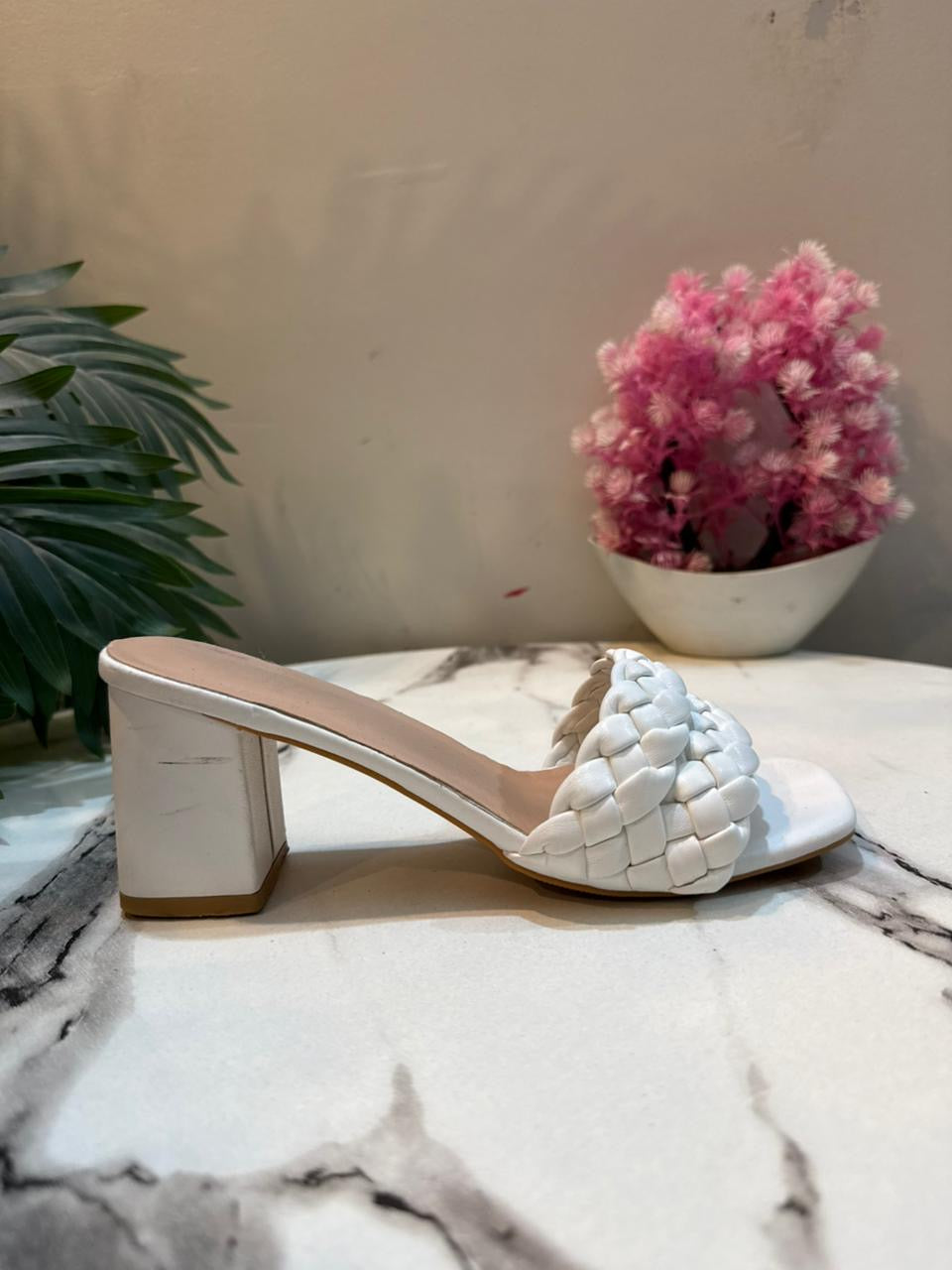 White kitten heel