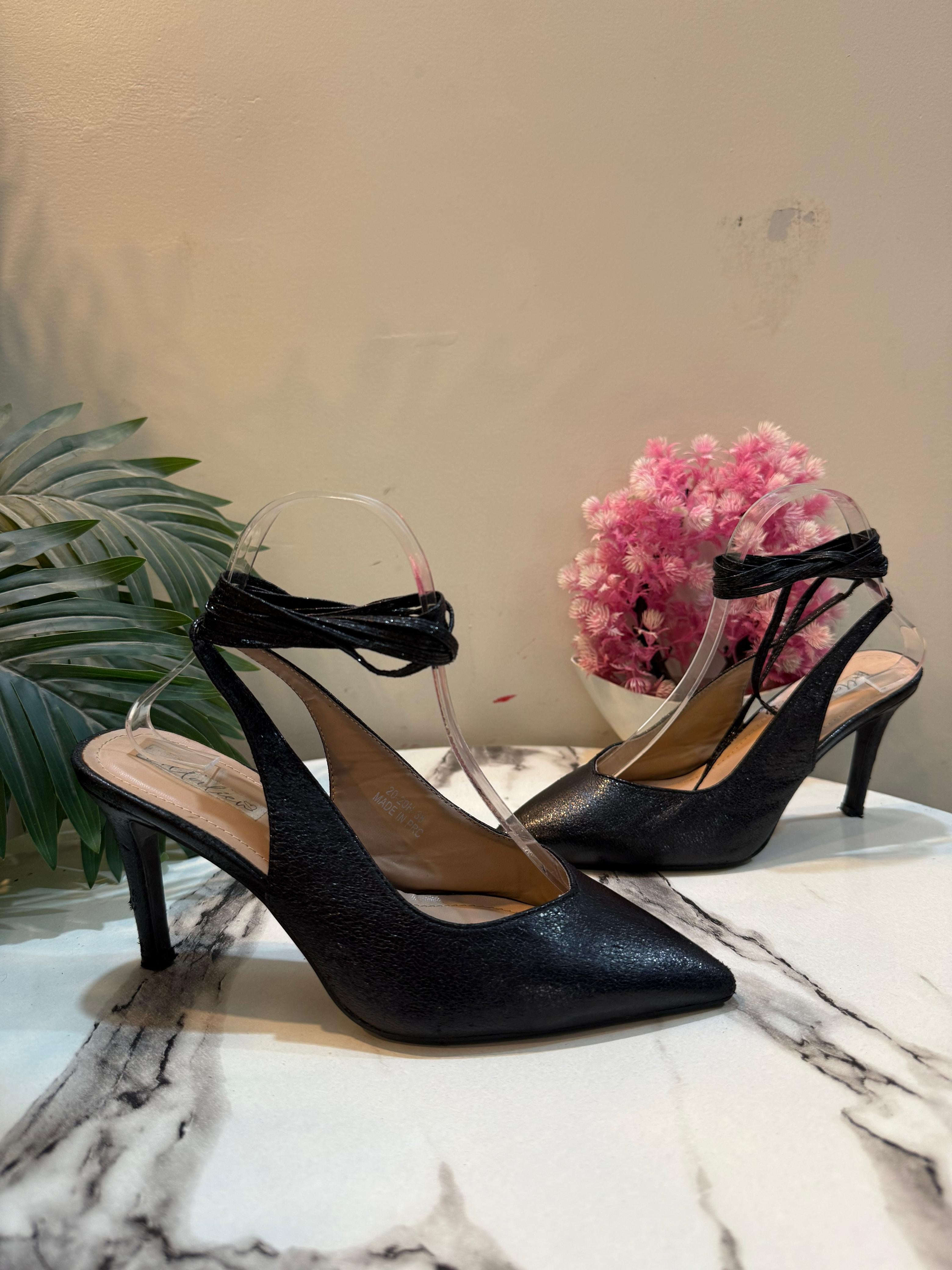 Black laceup shoes