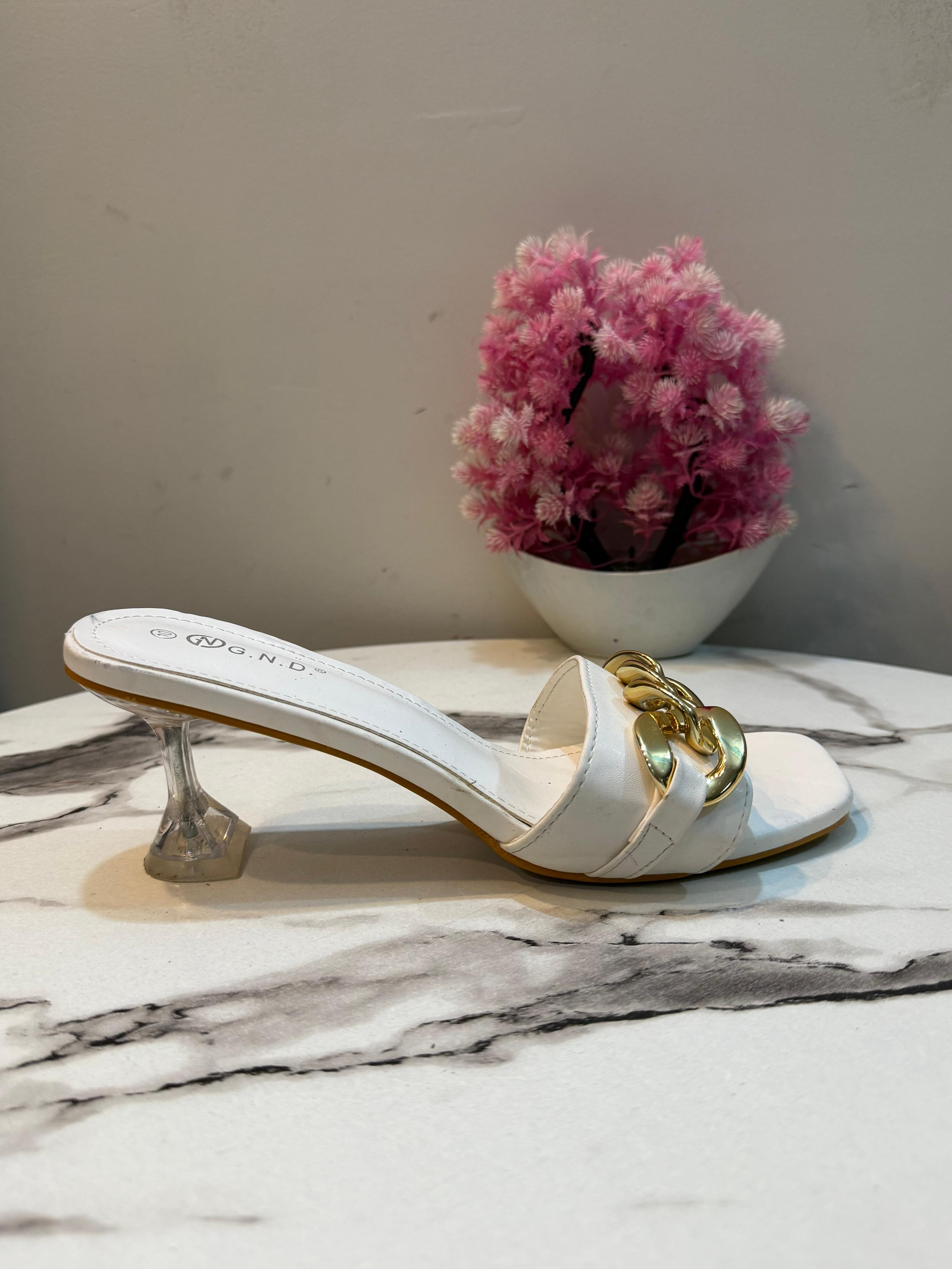 White kitten heel