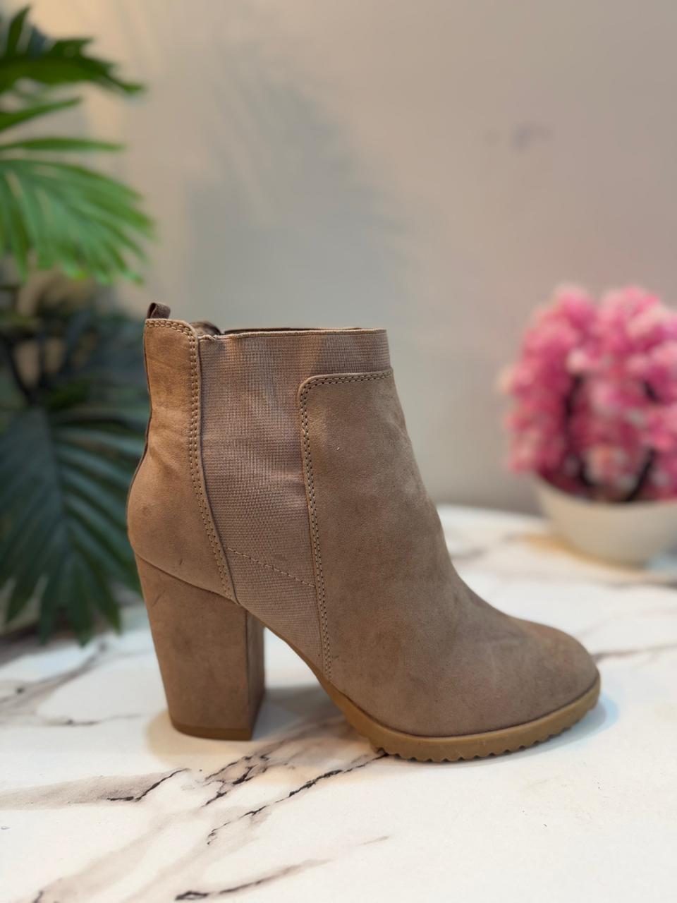 Light brown suede ankle boot