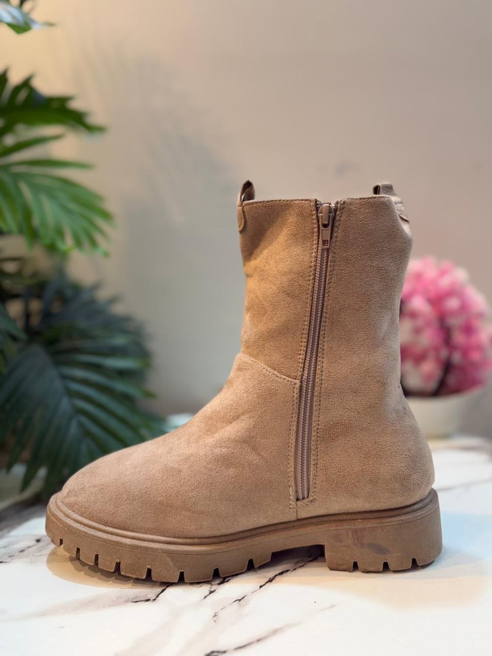 Light brown suede zipper ankle boot (Unknown)