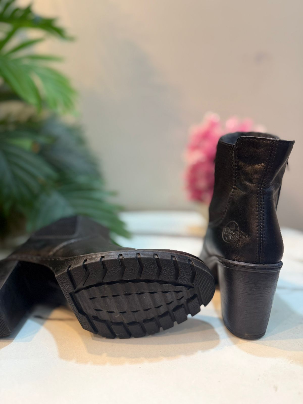 Black leather zipper ankle boot (Rieker)